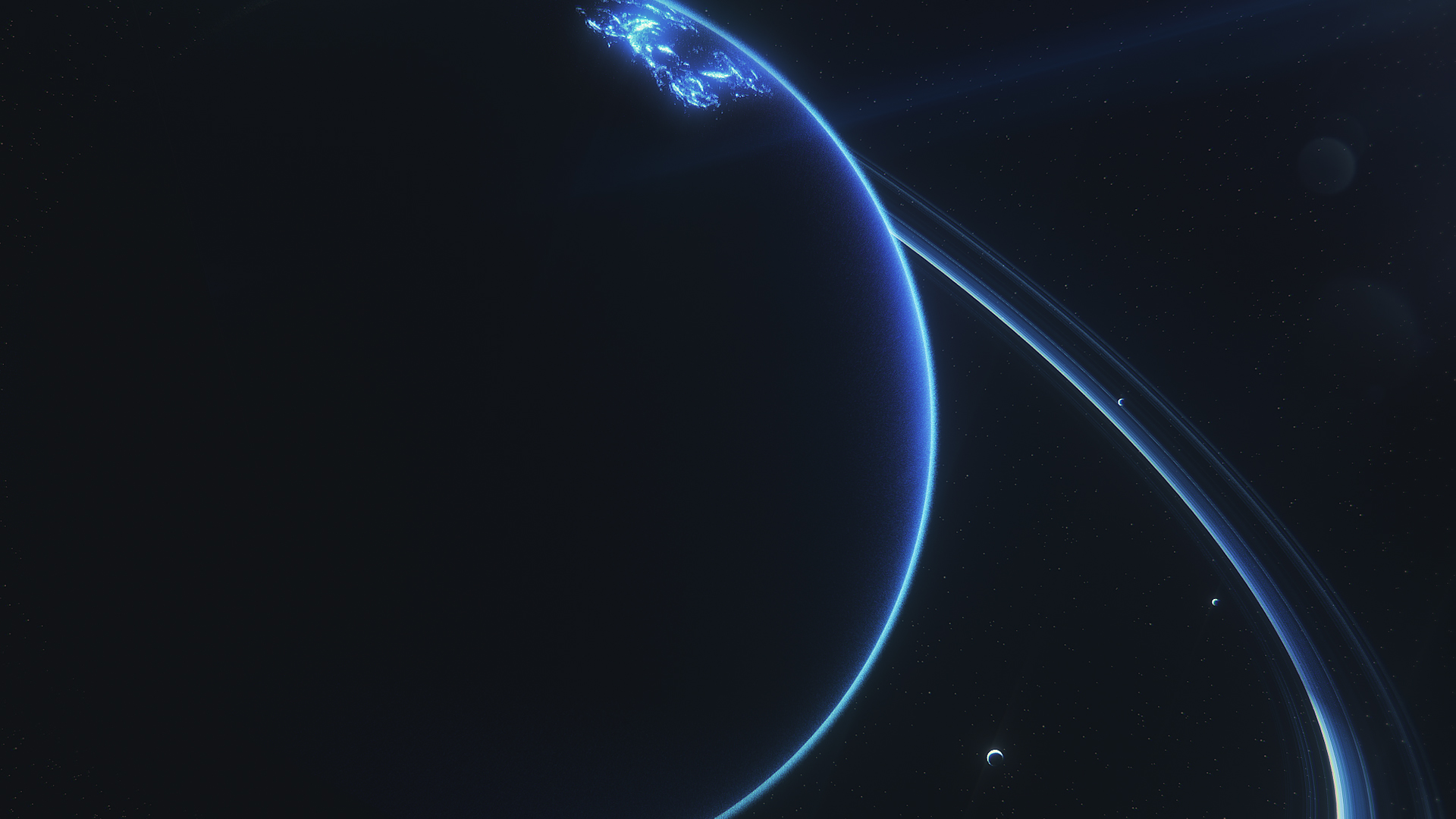 General 1920x1080 space planet planetary rings blue space art digital art