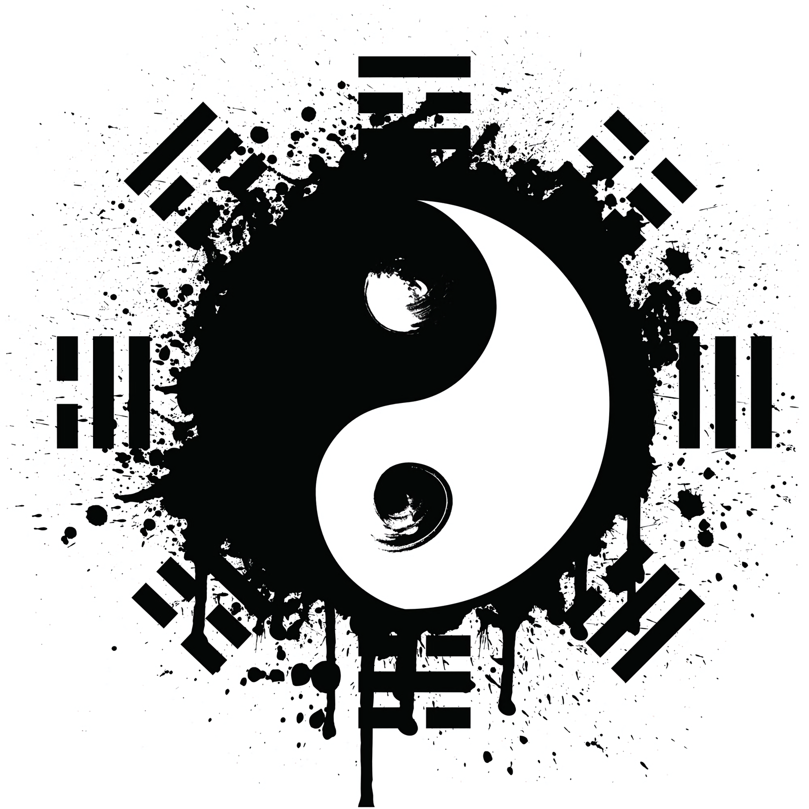General 1600x1600 Yin and Yang symbols monochrome