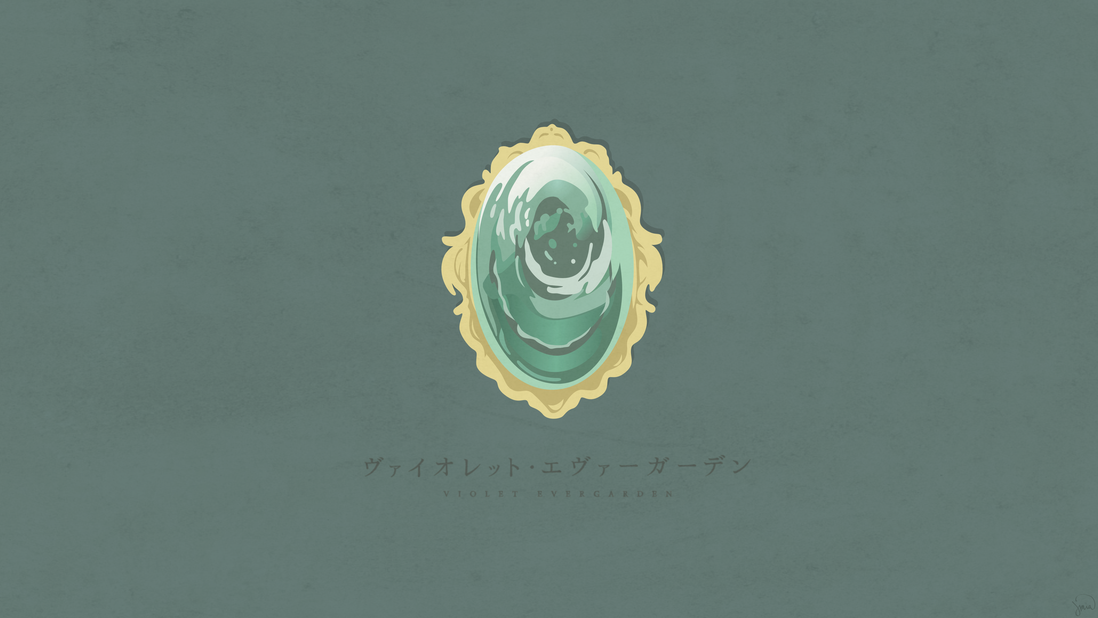 Anime 3840x2160 Greenmapple17 Violet Evergarden minimalism simple background emerald