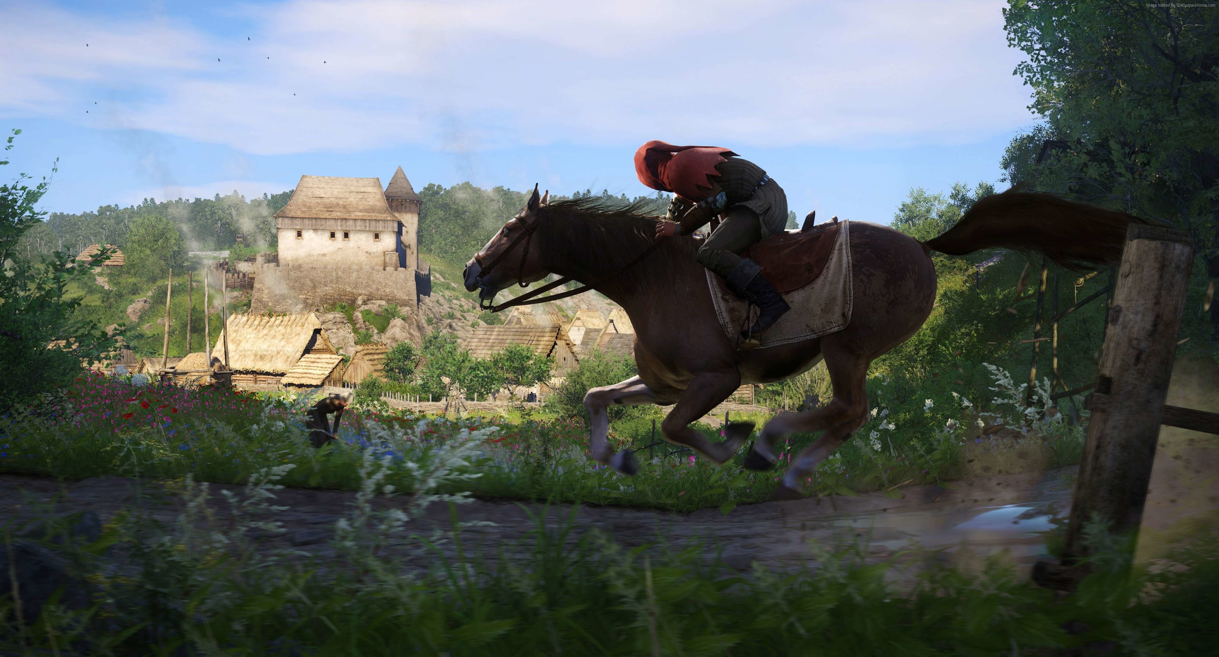 General 4000x2156 digital art artwork video games Kingdom Come: Deliverance horse landscape