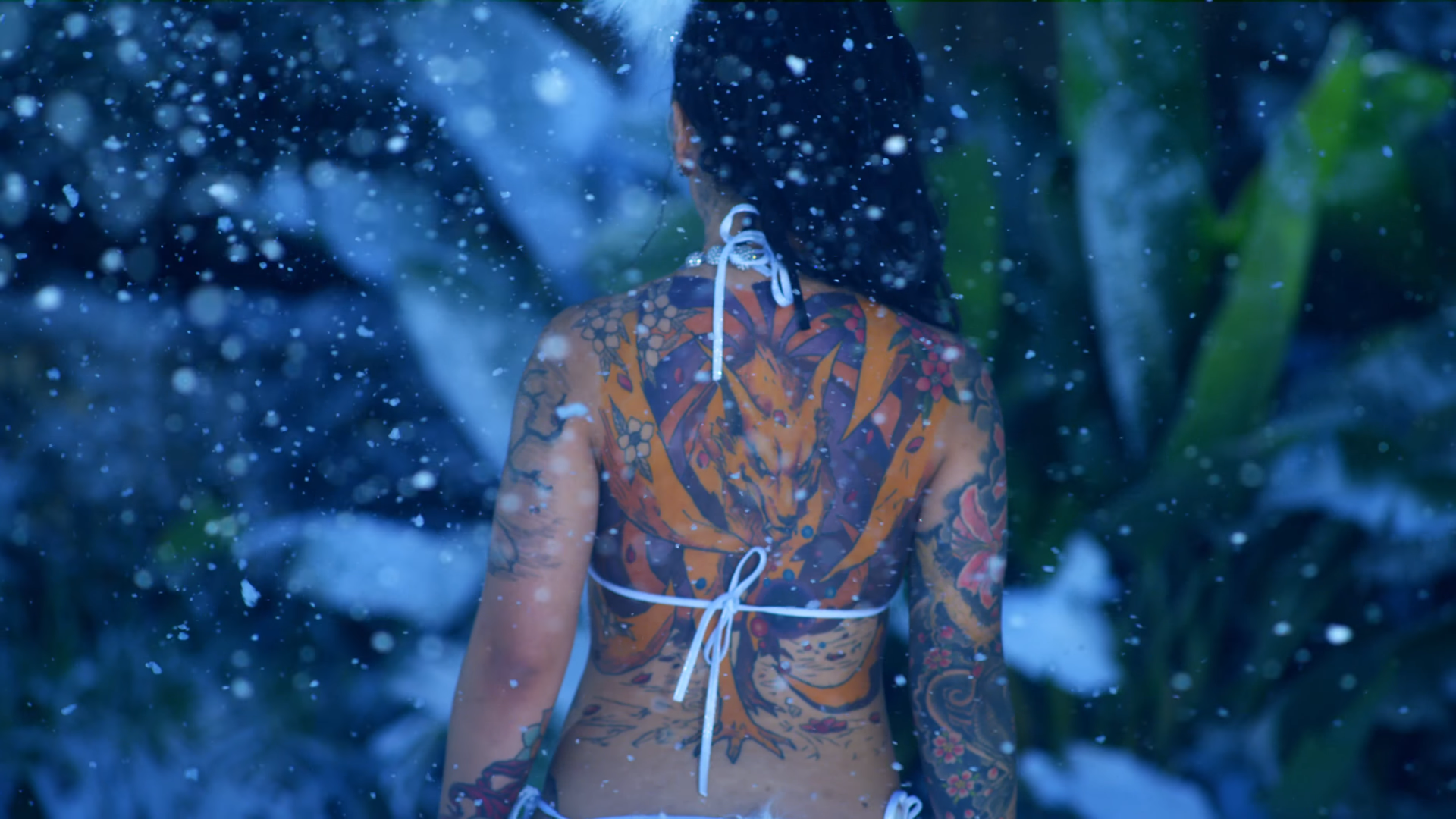 People 1920x1080 women tattoo back snowflakes rear view