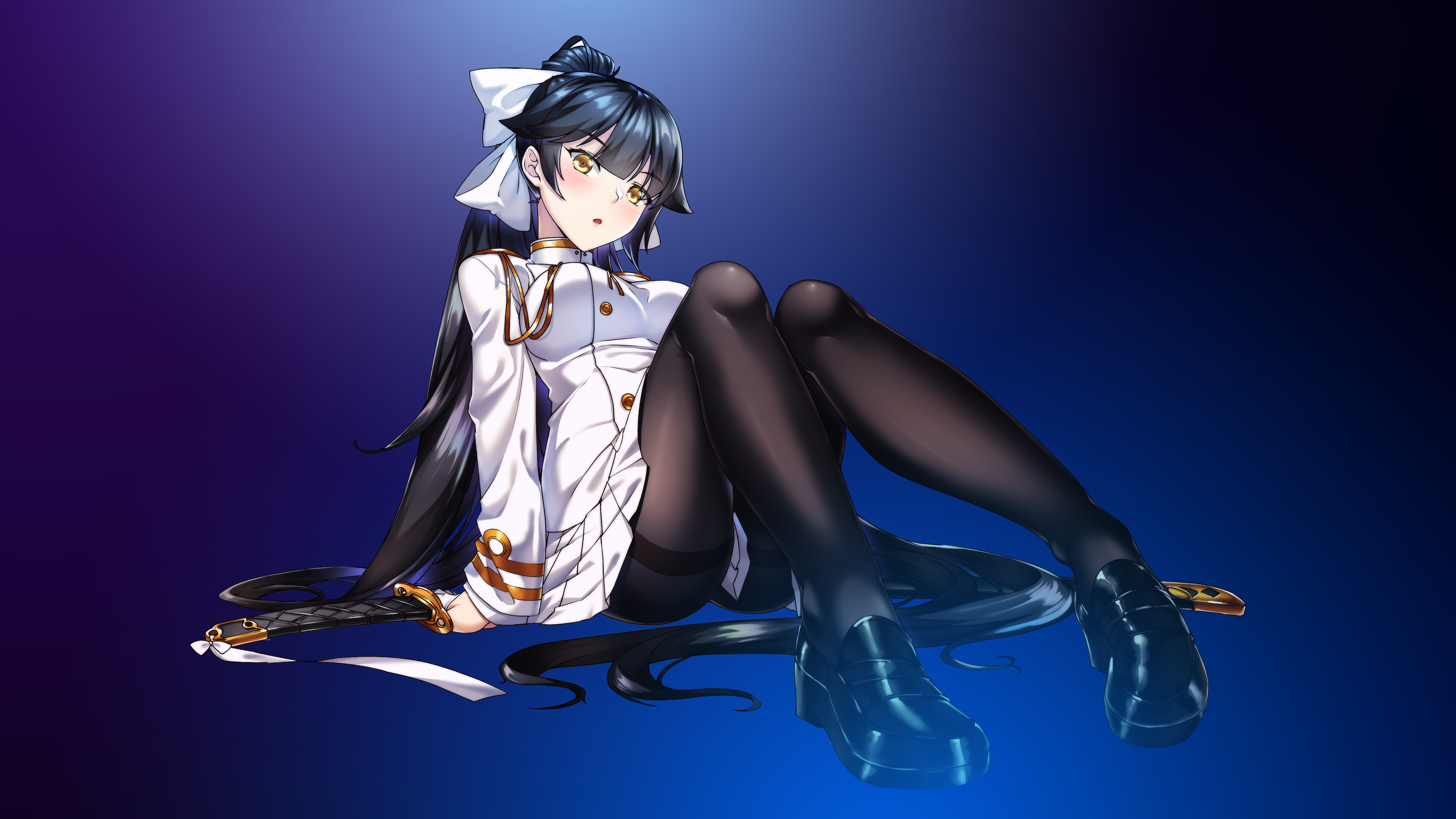 Anime 3840x2160 anime anime girls Azur Lane Takao (Azur Lane) thigh-highs uniform