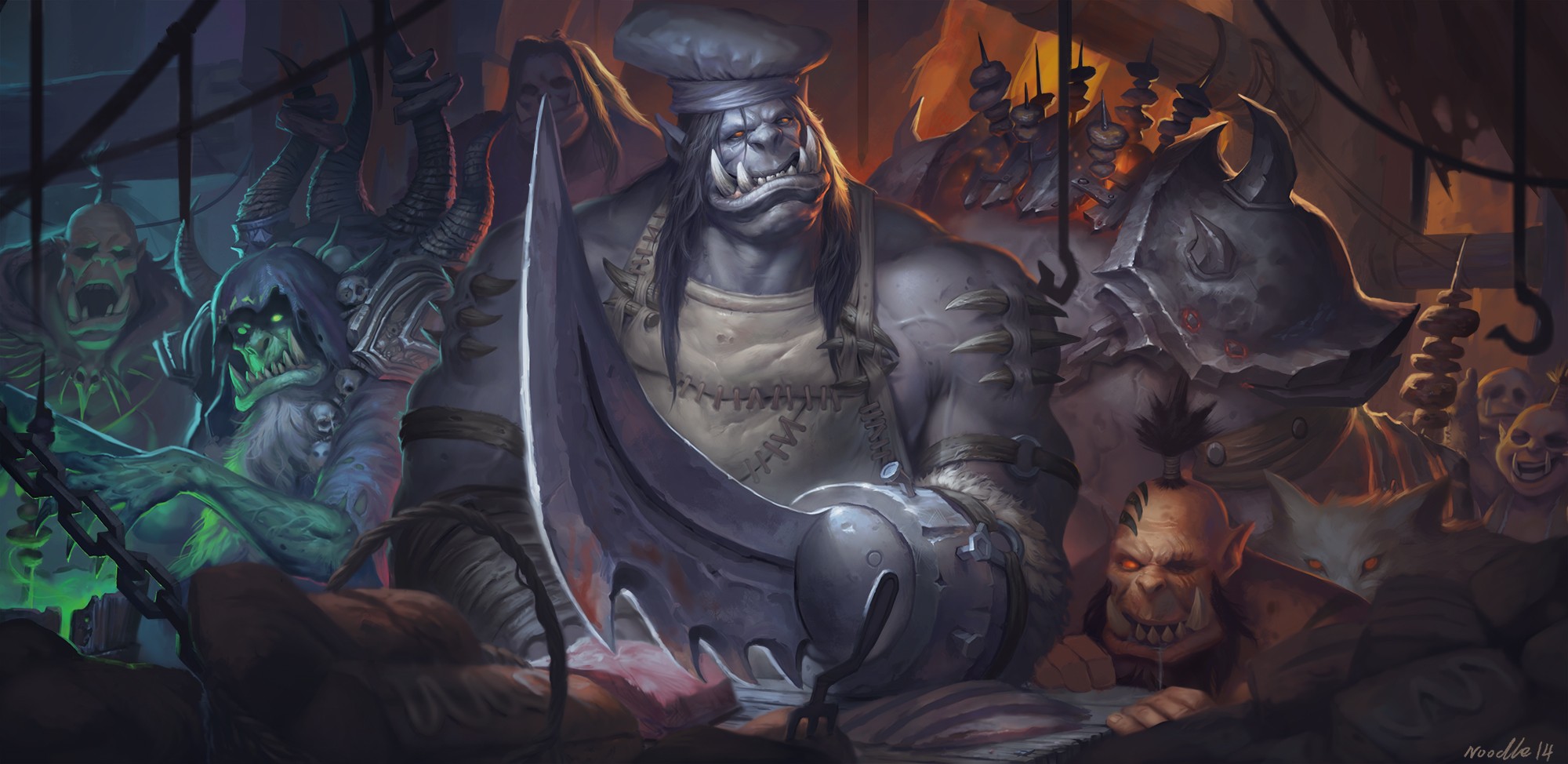 General 2000x974 orcs fantasy art artwork digital art cook World of Warcraft Kargath video games Kilrogg Deadeye Ner'zhul Gul'dan PC gaming video game art
