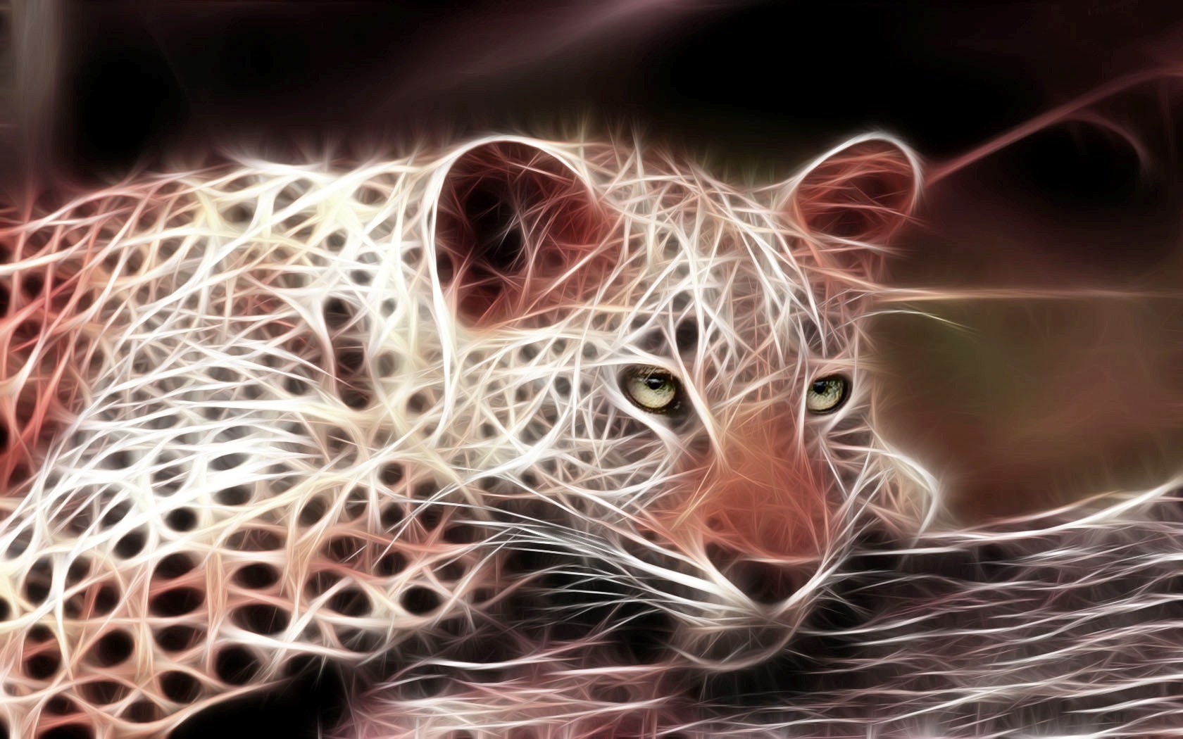 General 1680x1050 leopard CGI Fractalius animals digital art mammals big cats