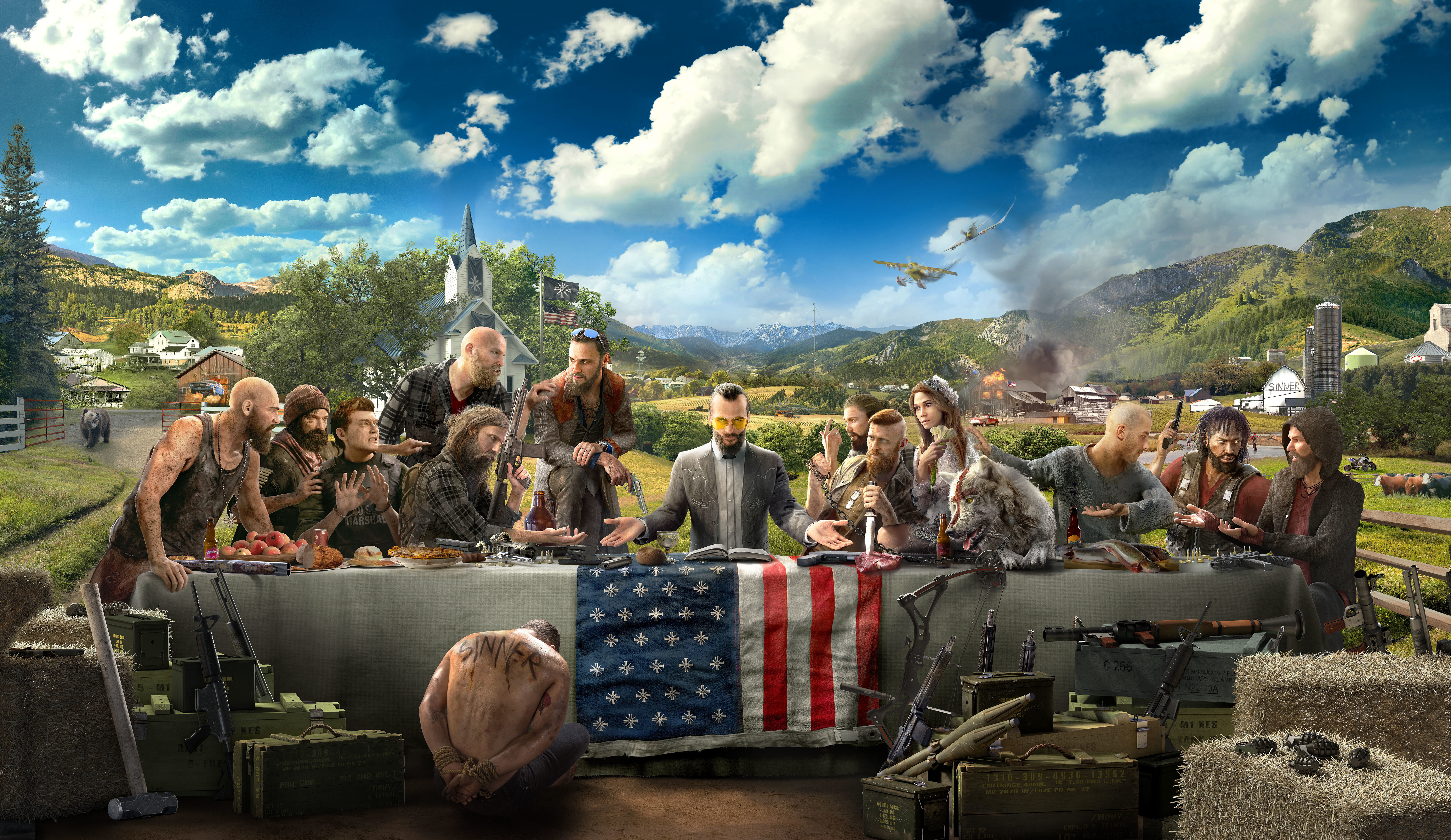 General 7000x4054 Far Cry 5 video games USA Ubisoft Far Cry 2018 (year) flag sky