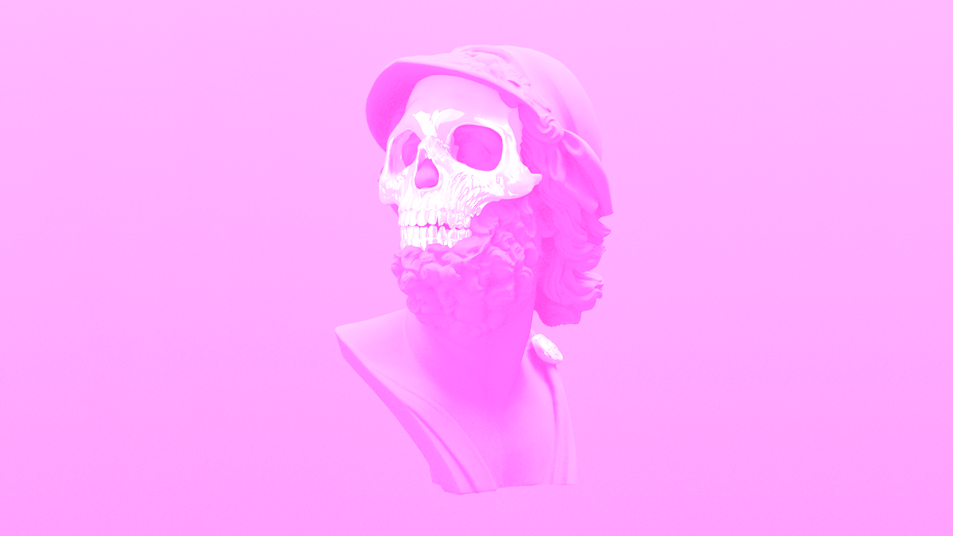 General 1920x1080 vaporwave pink skeleton skull pink background video games
