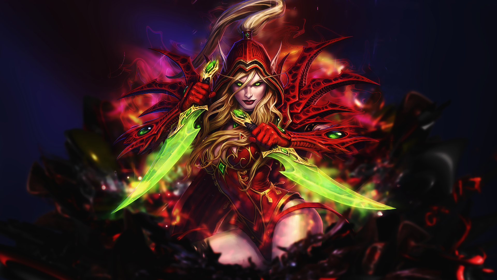 General 1920x1080 World of Warcraft artwork Valeera Sanguinar blood elves video game characters