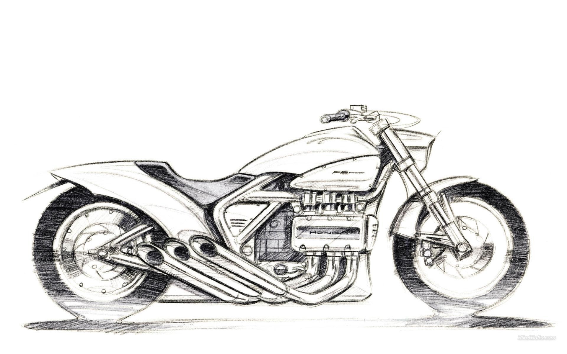 General 1920x1200 artwork sketches motorcycle vehicle drawing Honda simple background