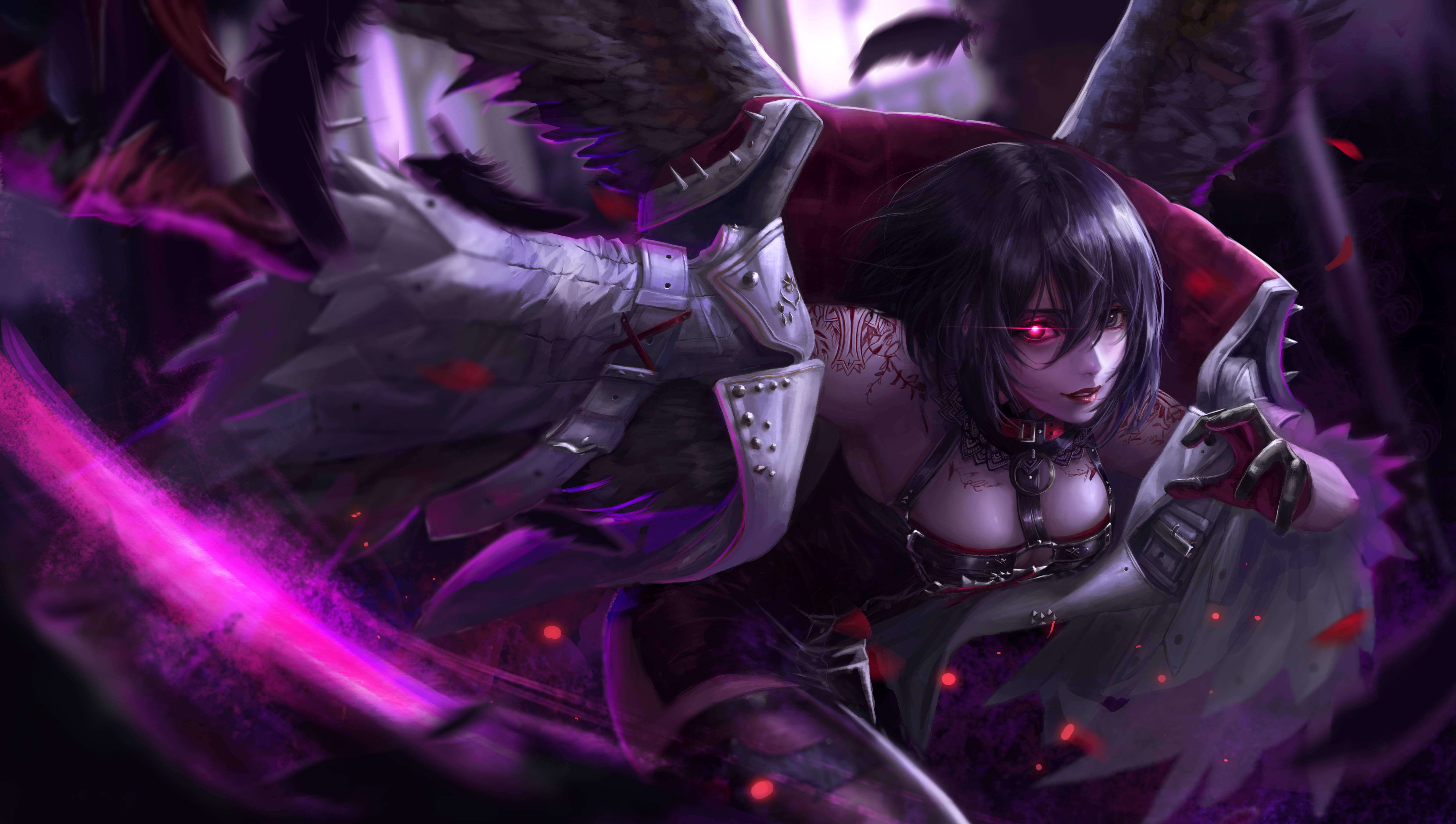 Anime 6230x3528 Dungeon and Fighter cleavage anime girls anime fantasy girl fantasy art glowing eyes