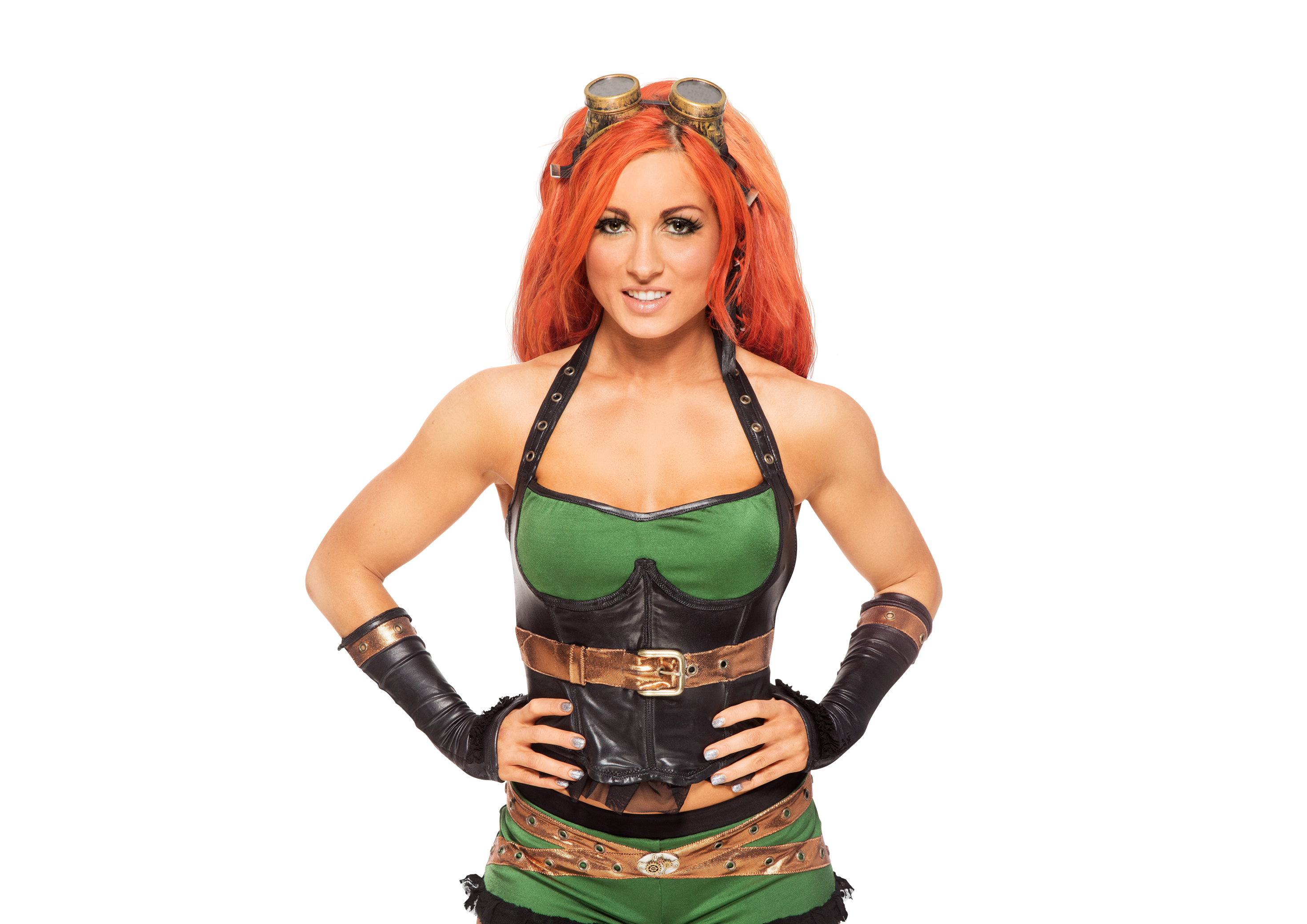 People 2940x2080 WWE Becky Lynch dyed hair redhead wrestling women women indoors black background simple background looking at viewer goggles studio