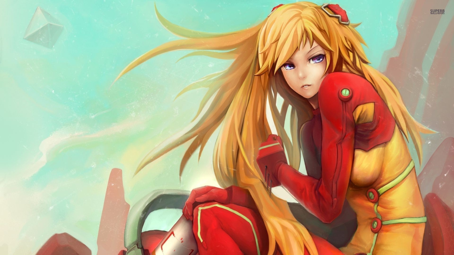 Anime 1920x1080 anime anime girls Asuka Langley Soryu Neon Genesis Evangelion long hair blonde bodysuit