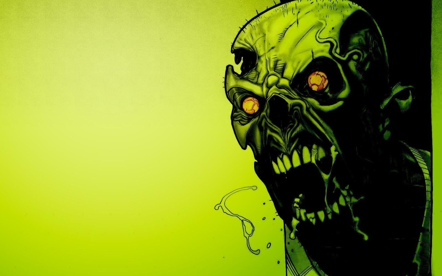 General 1440x900 digital art simple background skull creepy zombies screaming green teeth horror gradient