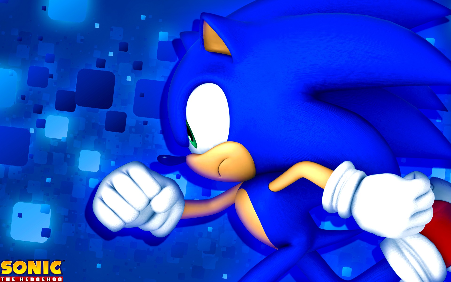 General 1920x1200 video games green eyes video game characters Sega Sonic the Hedgehog running white gloves closed mouth looking away video game art frown gloves side view fist