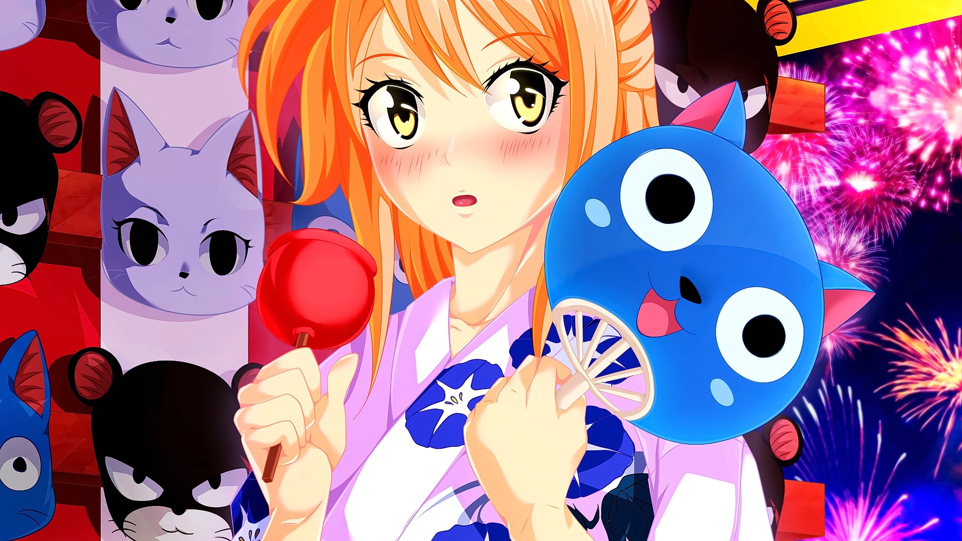 Anime 1920x1080 anime Fairy Tail Heartfilia Lucy  mask anime girls yellow eyes