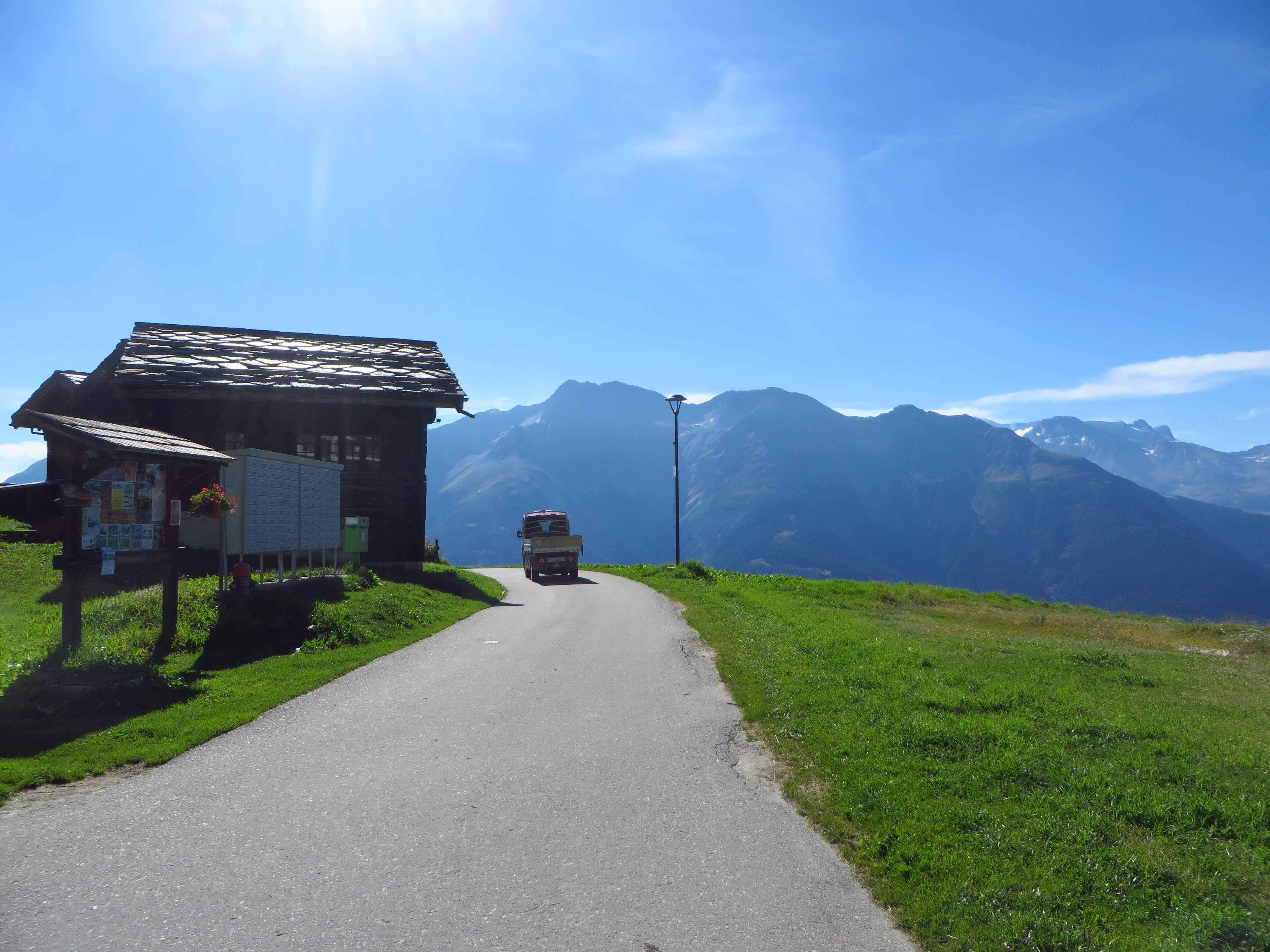 General 4000x3000 Switzerland Aletsch Glacier Rideralp mountains road vehicle sky outdoors log cabin nature Alps