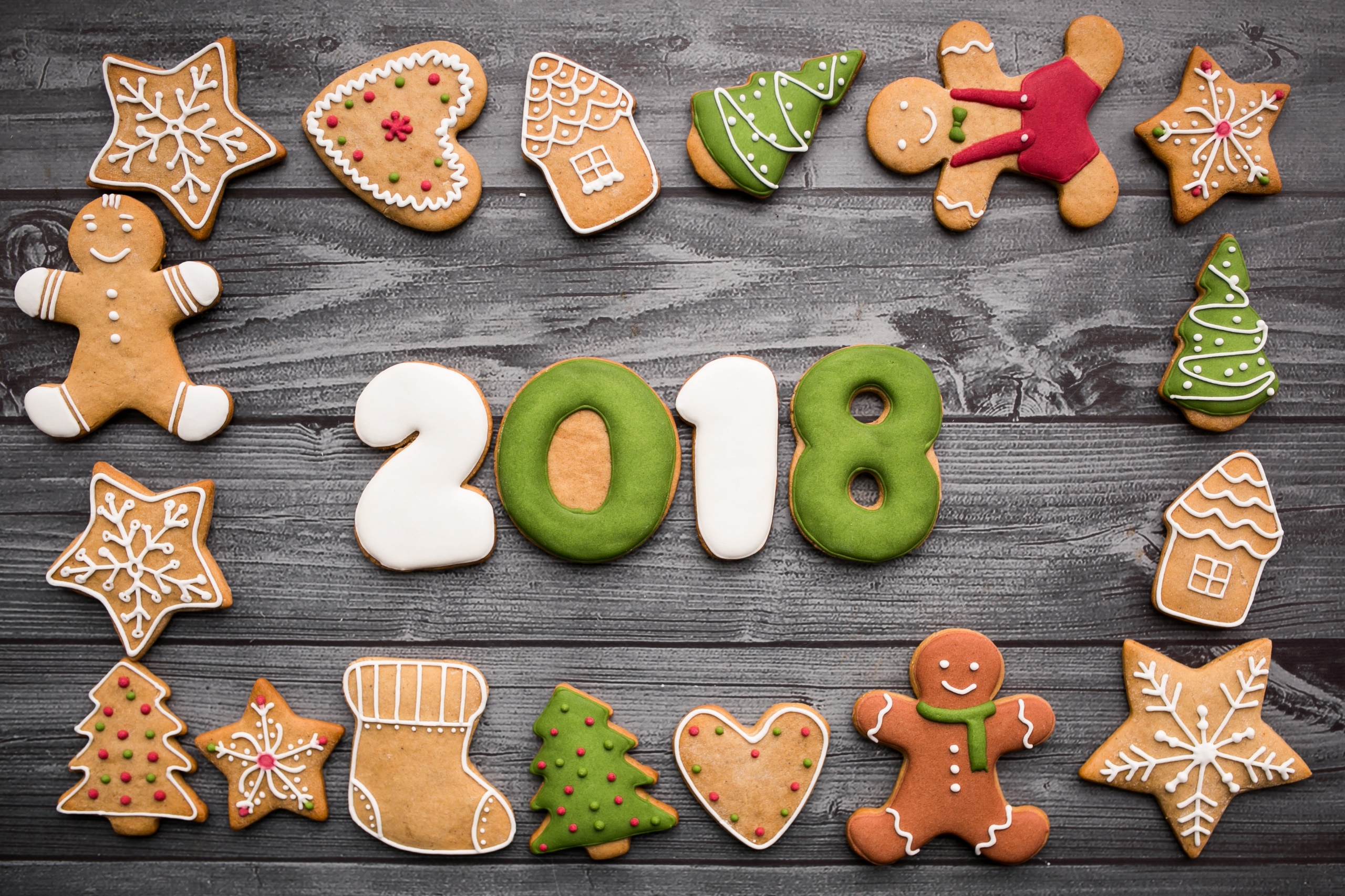 General 2560x1706 2018 (year) food sweets cookies Christmas digital art gingerbread house wood gingerbread man socks gingerbread trees