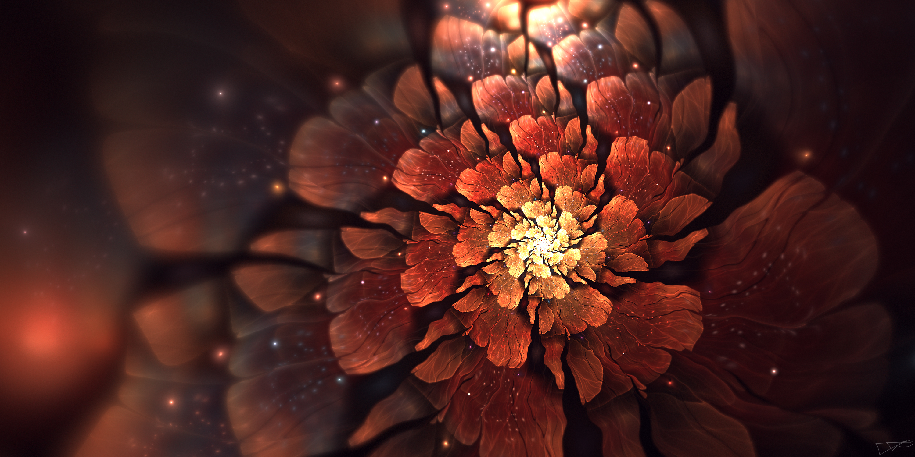 General 3000x1500 abstract blurred fractal flowers fractal geometry recursion CGI digital art