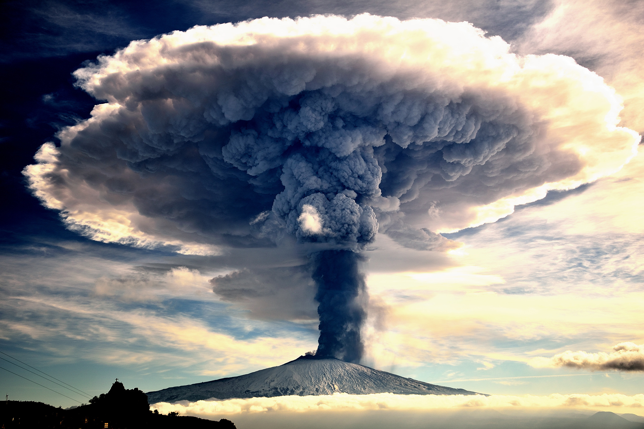 General 2048x1365 volcano lava eruption nature Mount Etna Italy Sicily smoke clouds landscape mushroom clouds 500px Giuseppe Mario Famiani