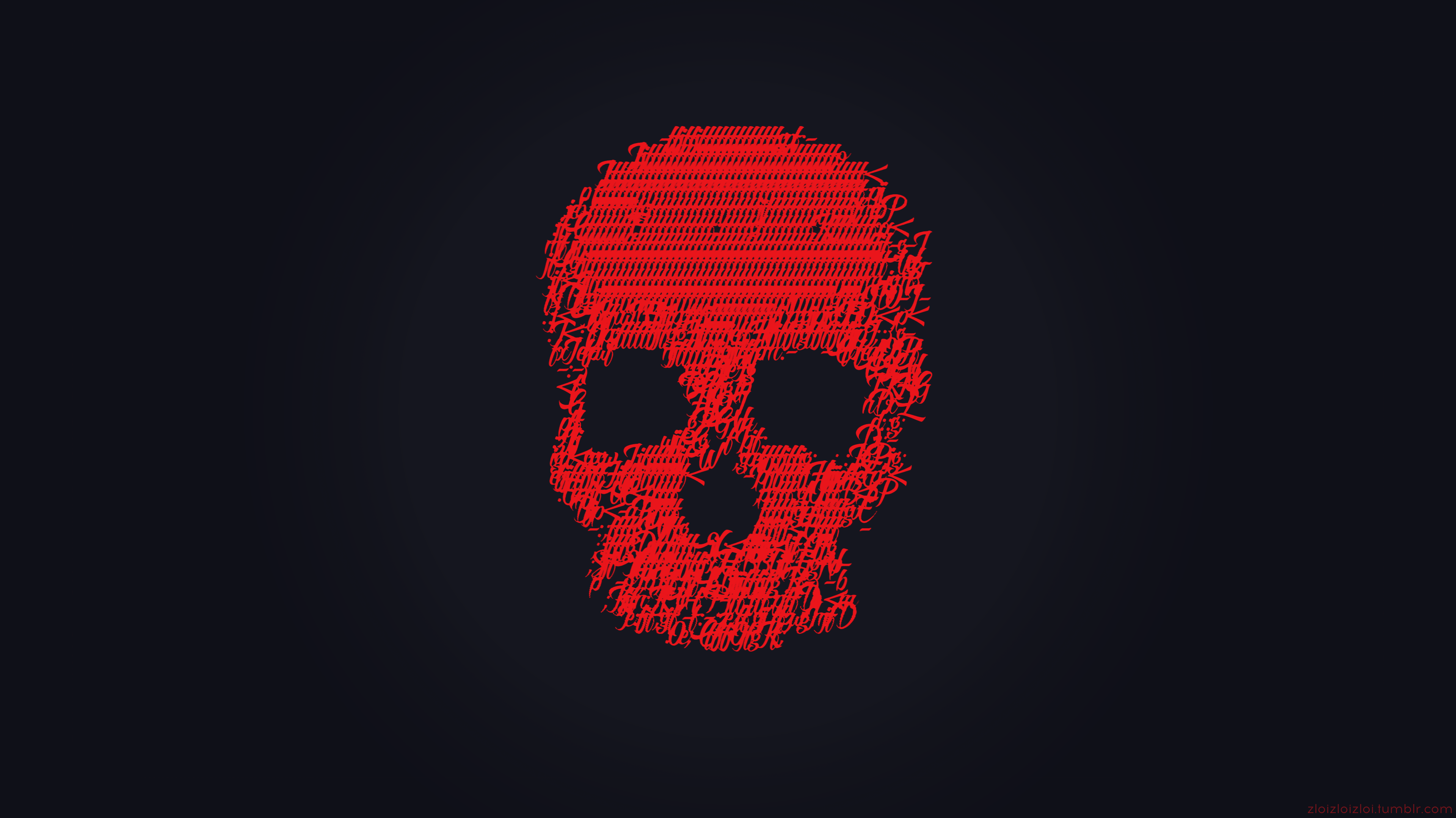 General 3840x2160 skull ASCII art abstract glitch art red