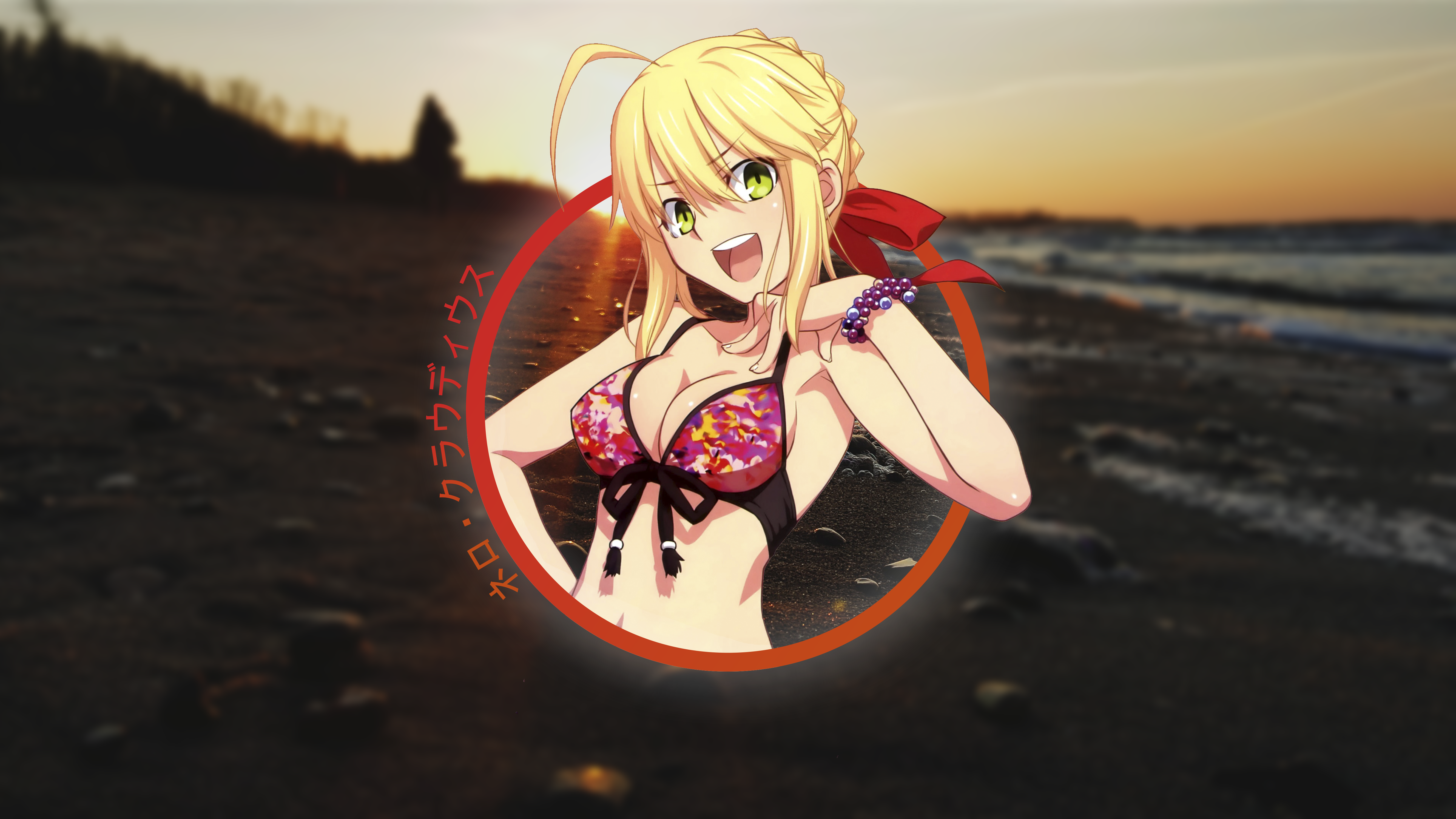 Anime 5312x2988 anime girls render in shapes picture-in-picture Fate/Extra bikini cleavage Nero Claudius Fate series blonde