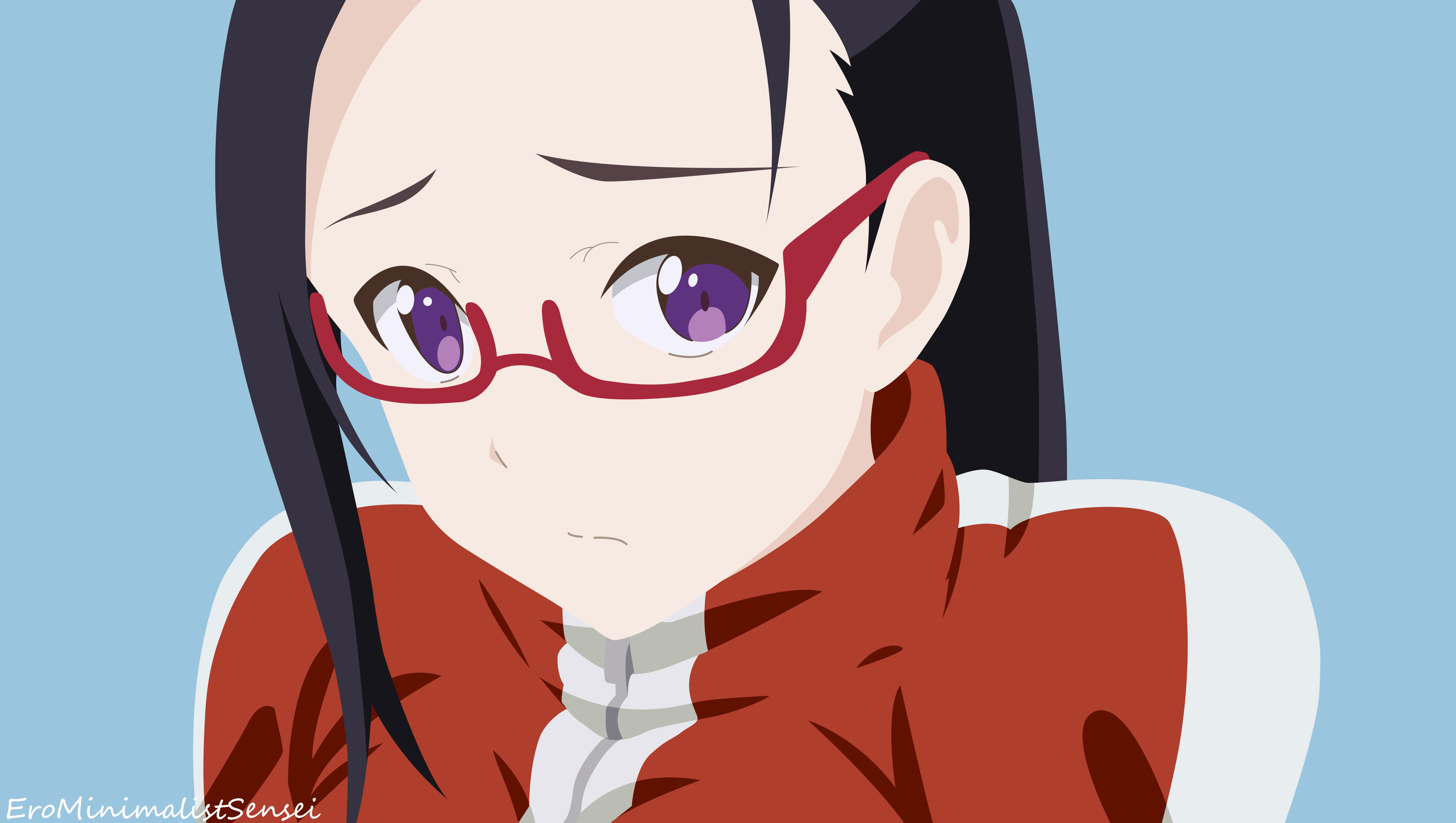 Anime 3820x2160 Demi-chan wa Kataritai Satou Sakie ErominimalistSensei minimalism simple background glasses