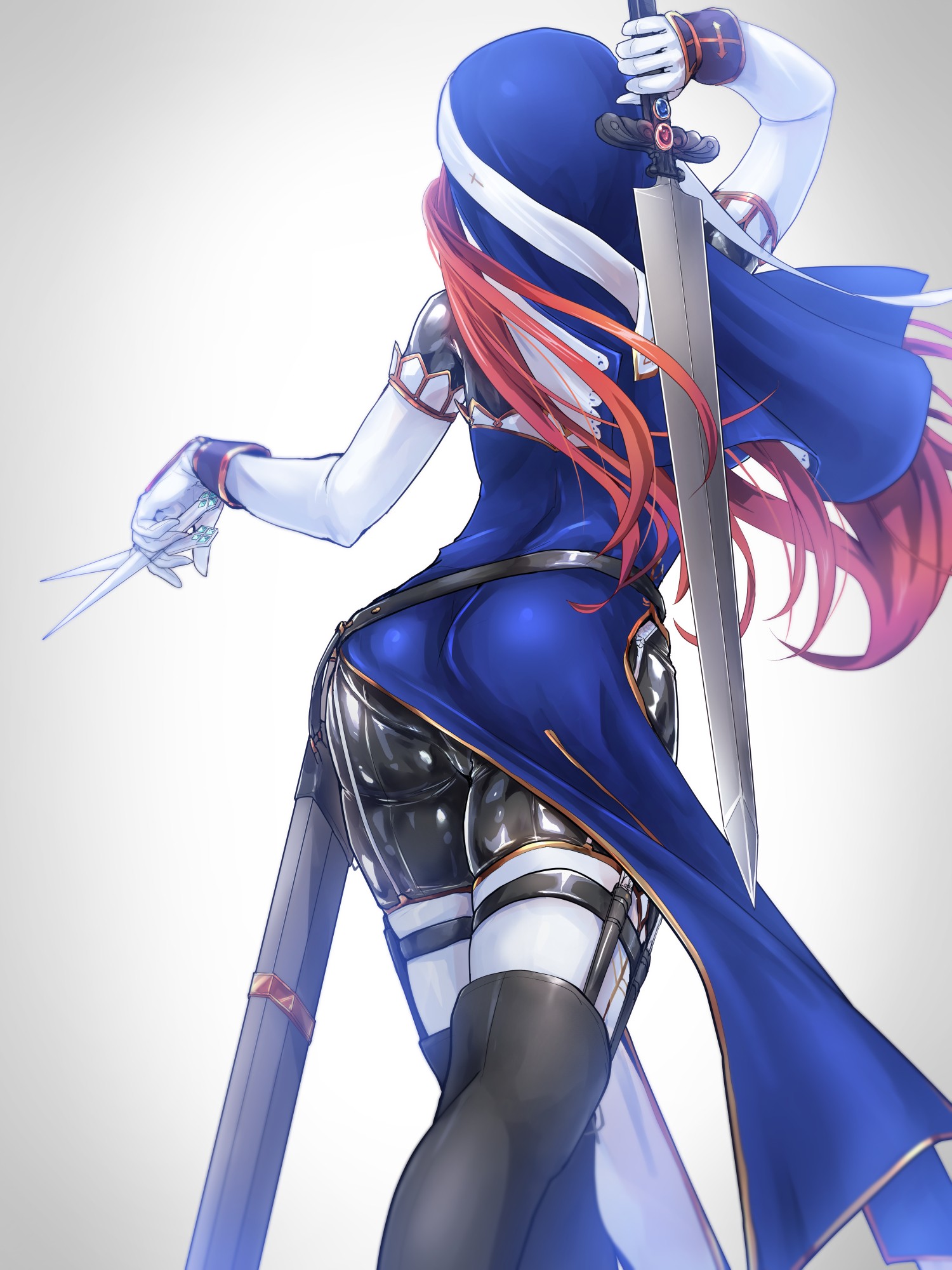 Anime 1500x2000 anime anime girls ass bodysuit sword weapon long hair redhead