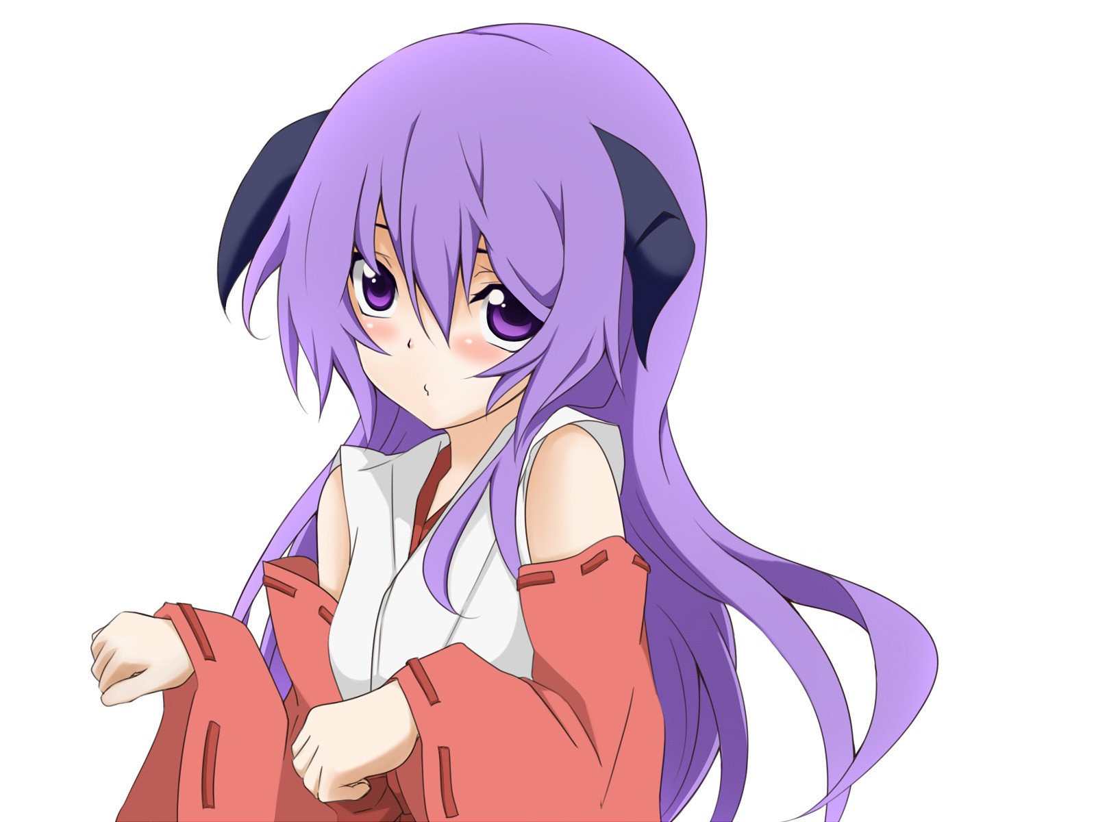 Anime 1600x1200 Higurashi No Naku Koro Ni Furude Hanyuu anime girls purple hair purple eyes simple background