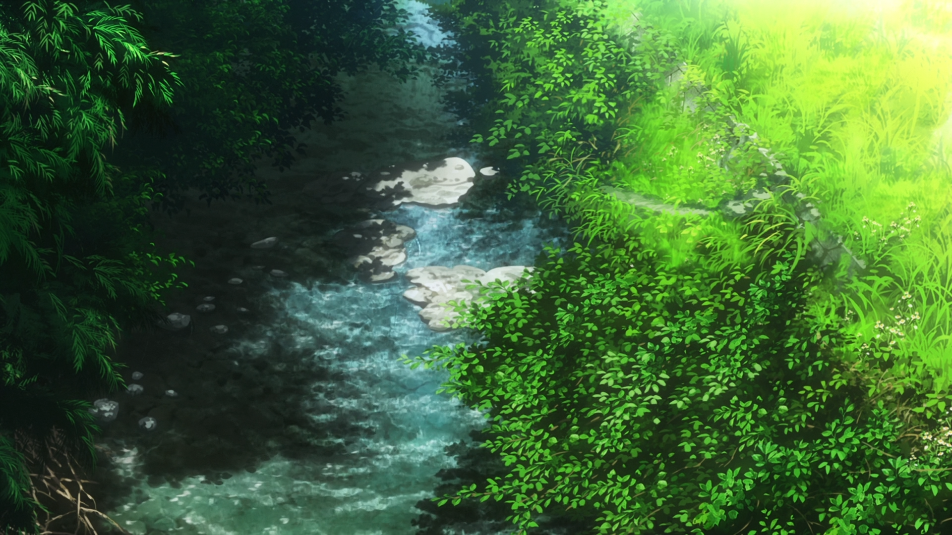Anime 1920x1080 Non Non Biyori river anime nature green