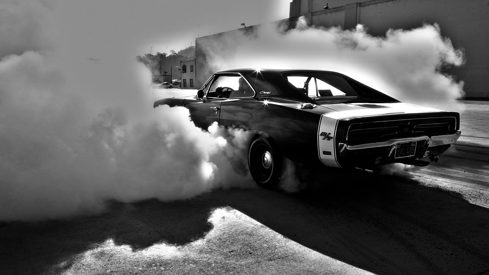 General 1600x900 Dodge Charger monochrome Dodge smoke car vehicle burnout muscle cars American cars classic car