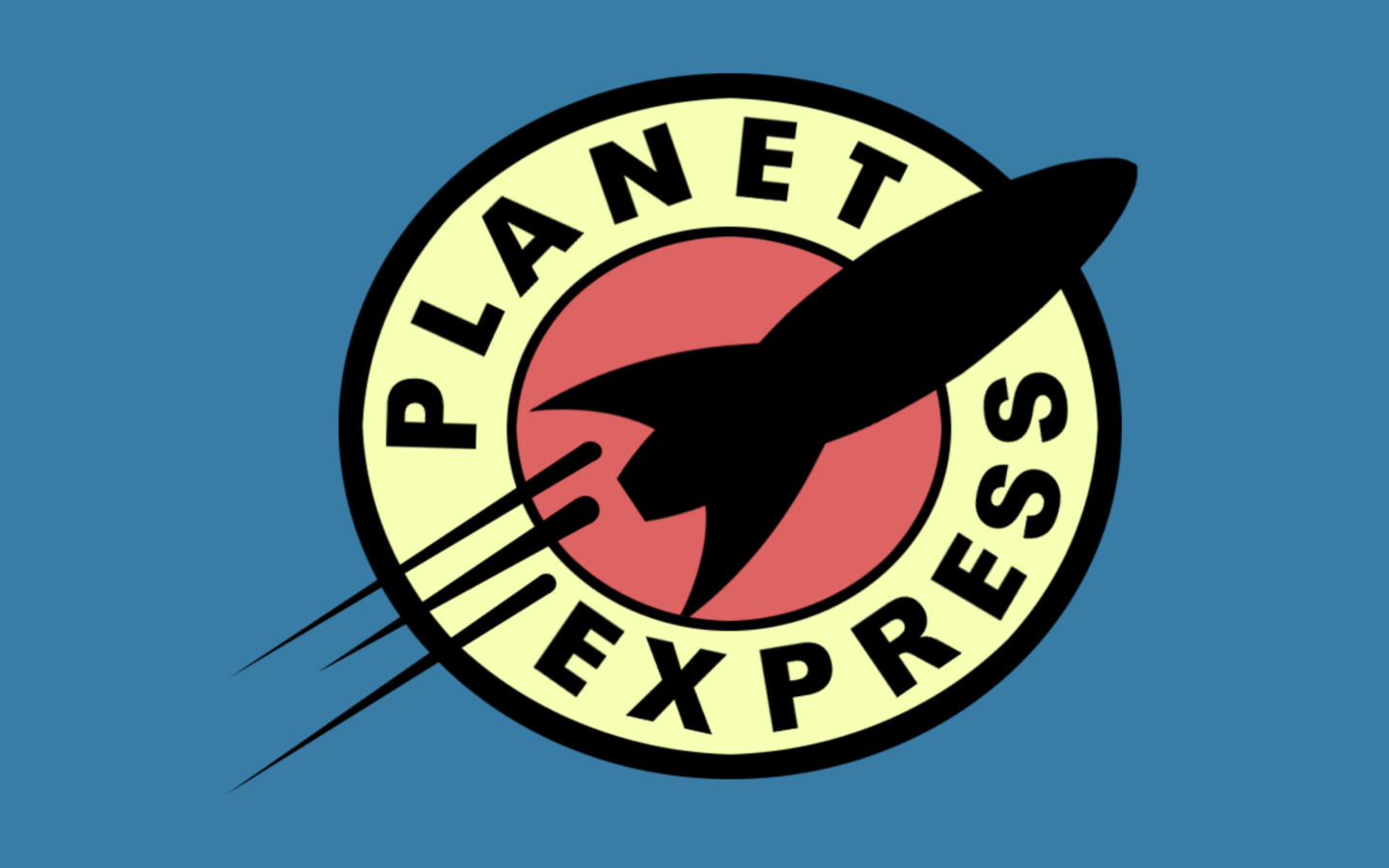 General 1440x900 Futurama typography logo blue background spaceship simple background TV series