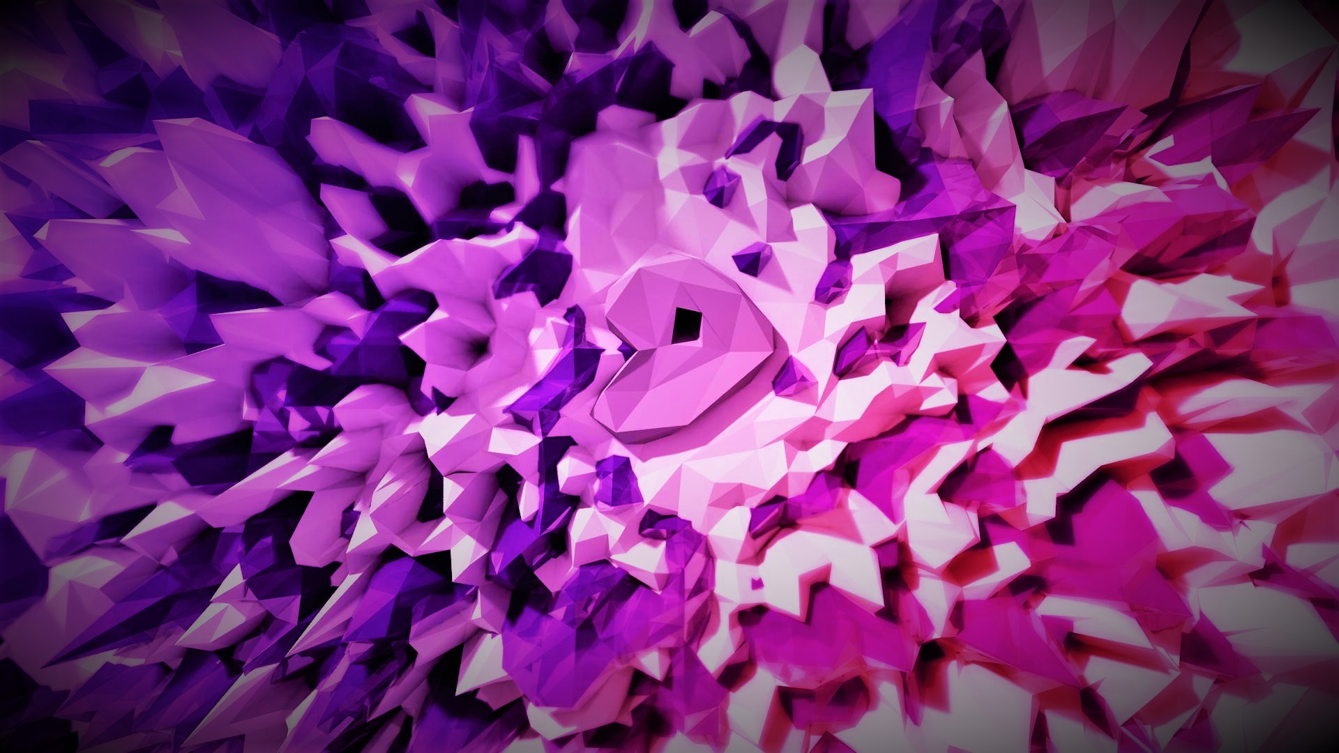 General 1920x1080 digital art abstract pink shards purple bright white shiny Gentoo Linux