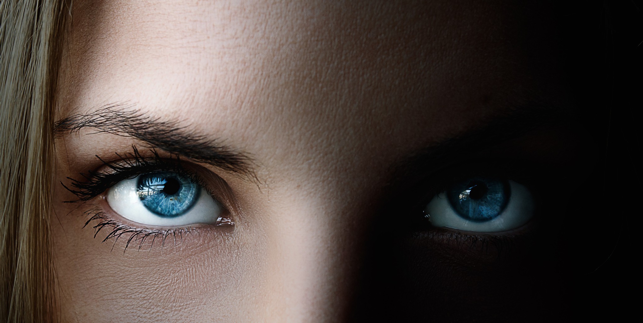 People 2048x1029 women eyes blue eyes closeup model face
