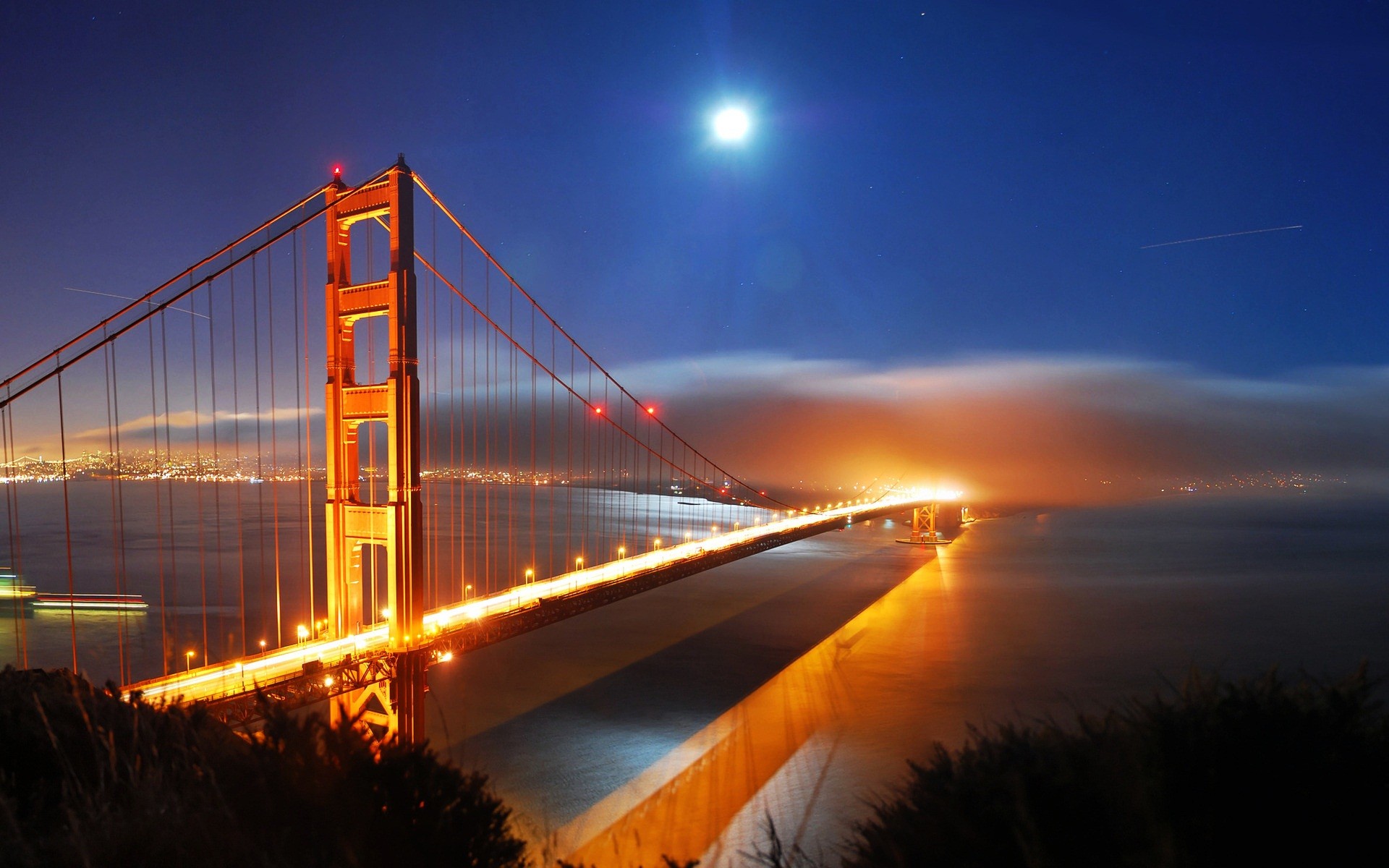 General 1920x1200 Golden Gate Bridge USA lights bridge suspension bridge