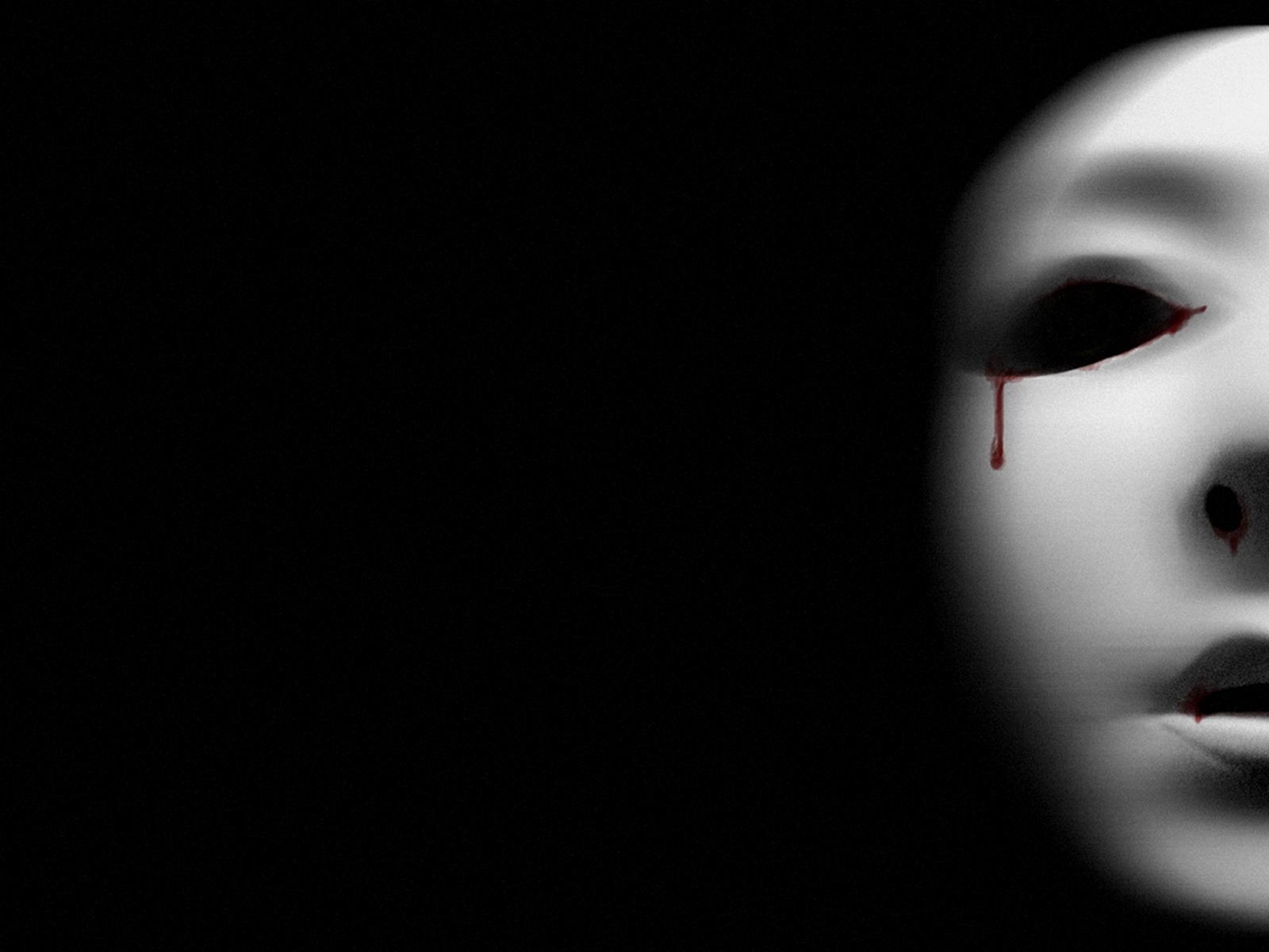 General 1600x1200 dark mask white mask blood black background simple background horror