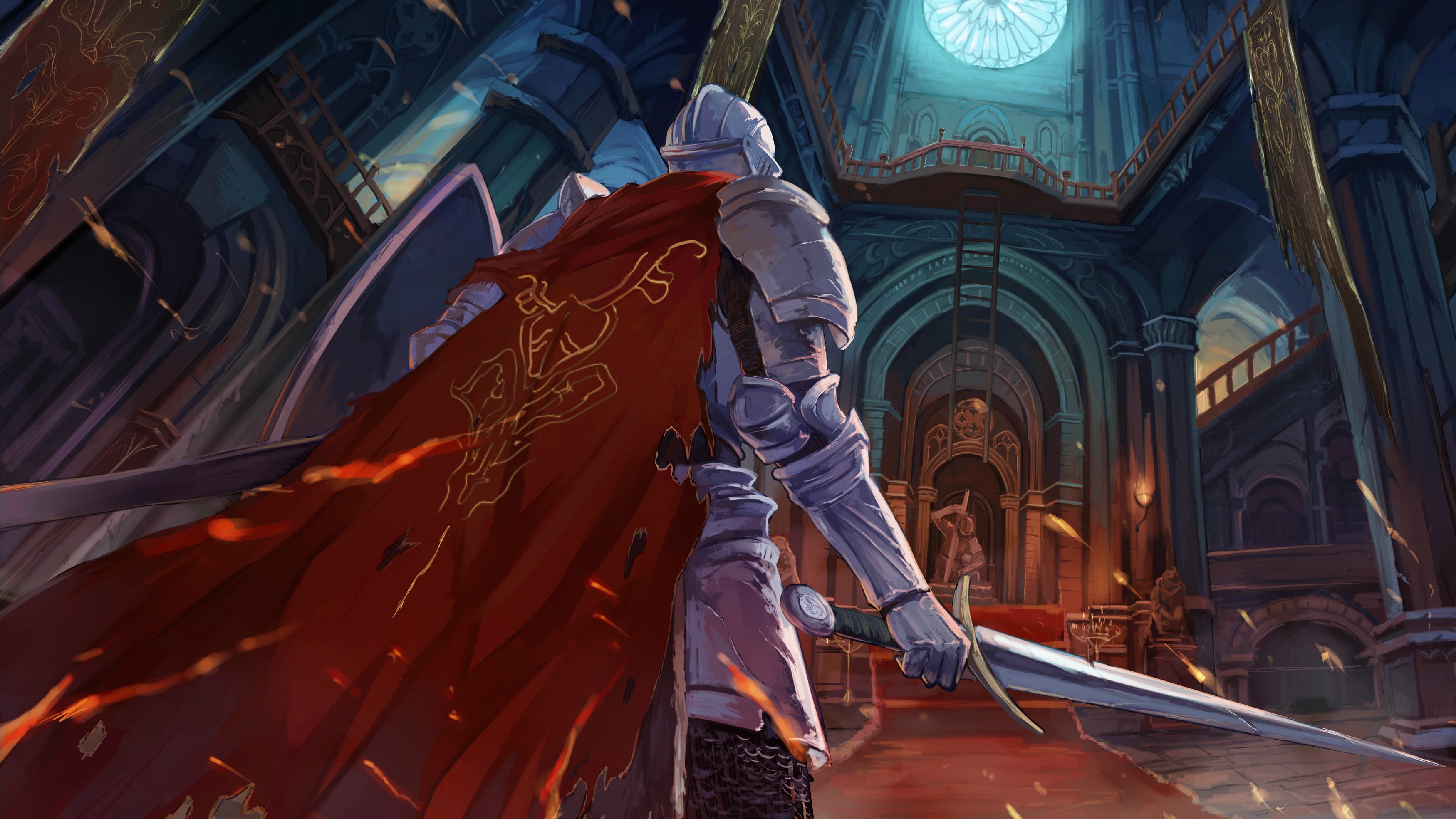 General 3500x1969 Dark Souls III knight video game art armored video games fantasy art armor sword