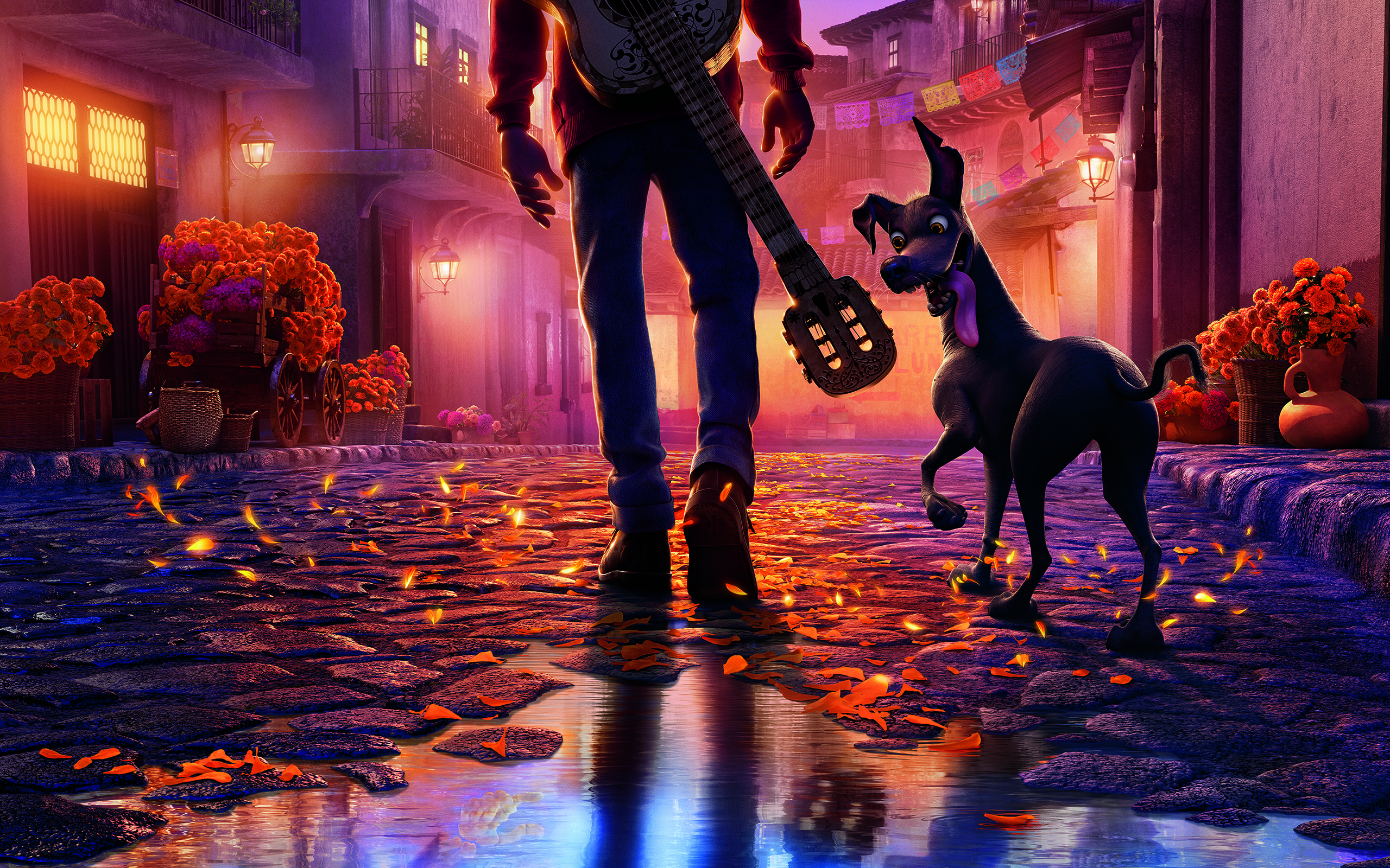 General 2560x1600 Disney Pixar movies colorful guitar dog street