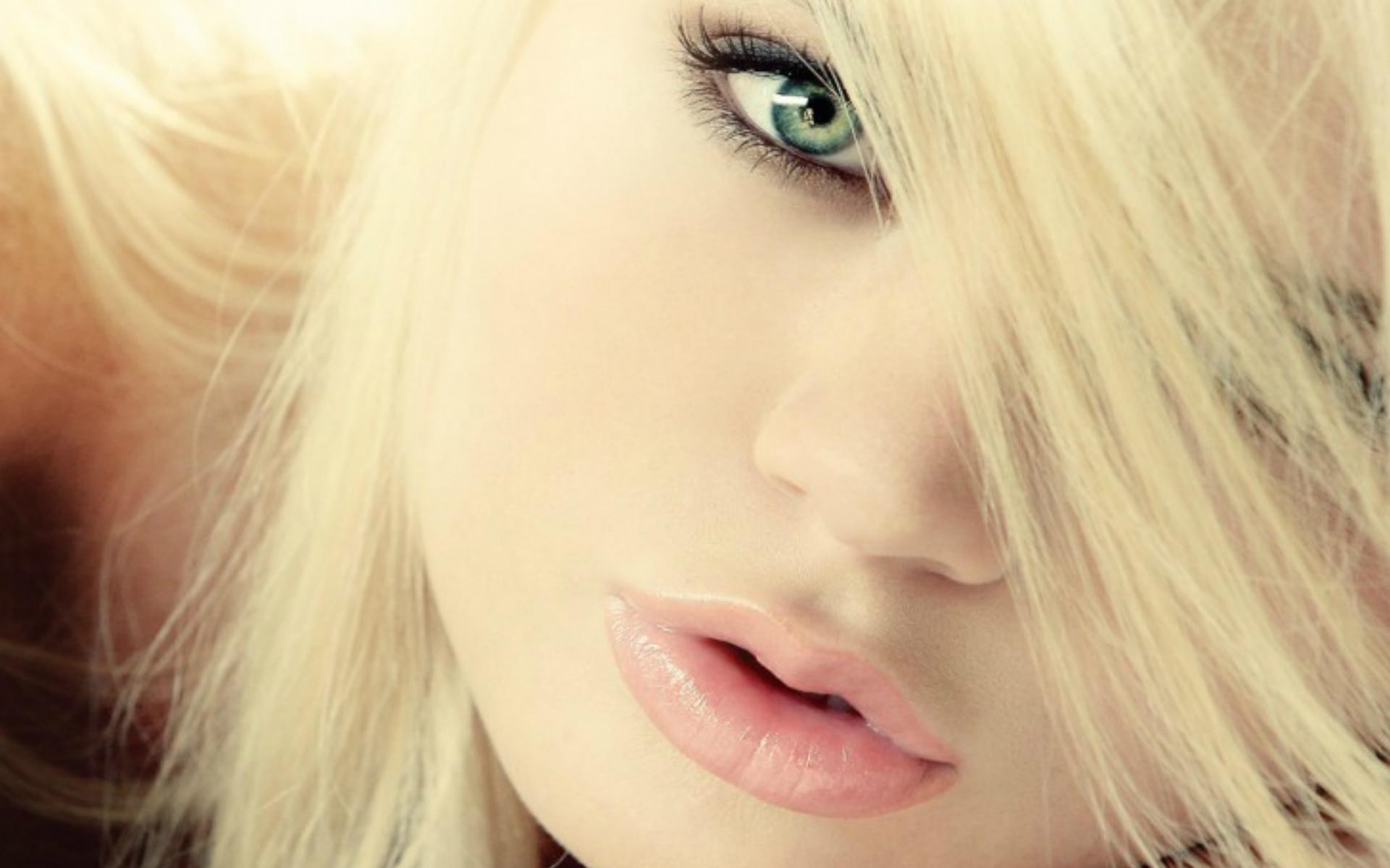 People 1920x1200 women face blonde portrait hair over one eye closeup model looking at viewer Alexis Ford open mouth pornstar