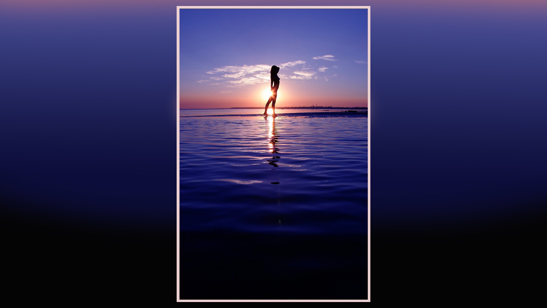 General 1920x1080 Sun sunset sea silhouette sky women women outdoors water sunlight standing model