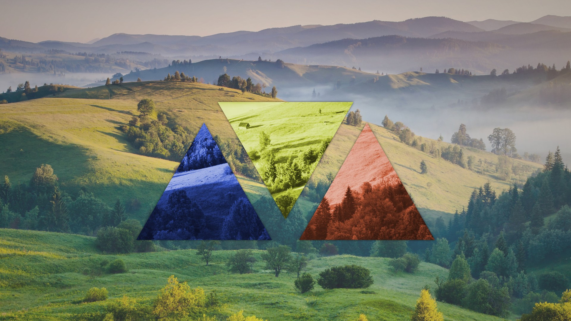 General 1920x1080 landscape digital art triangle blue outdoors geometric figures