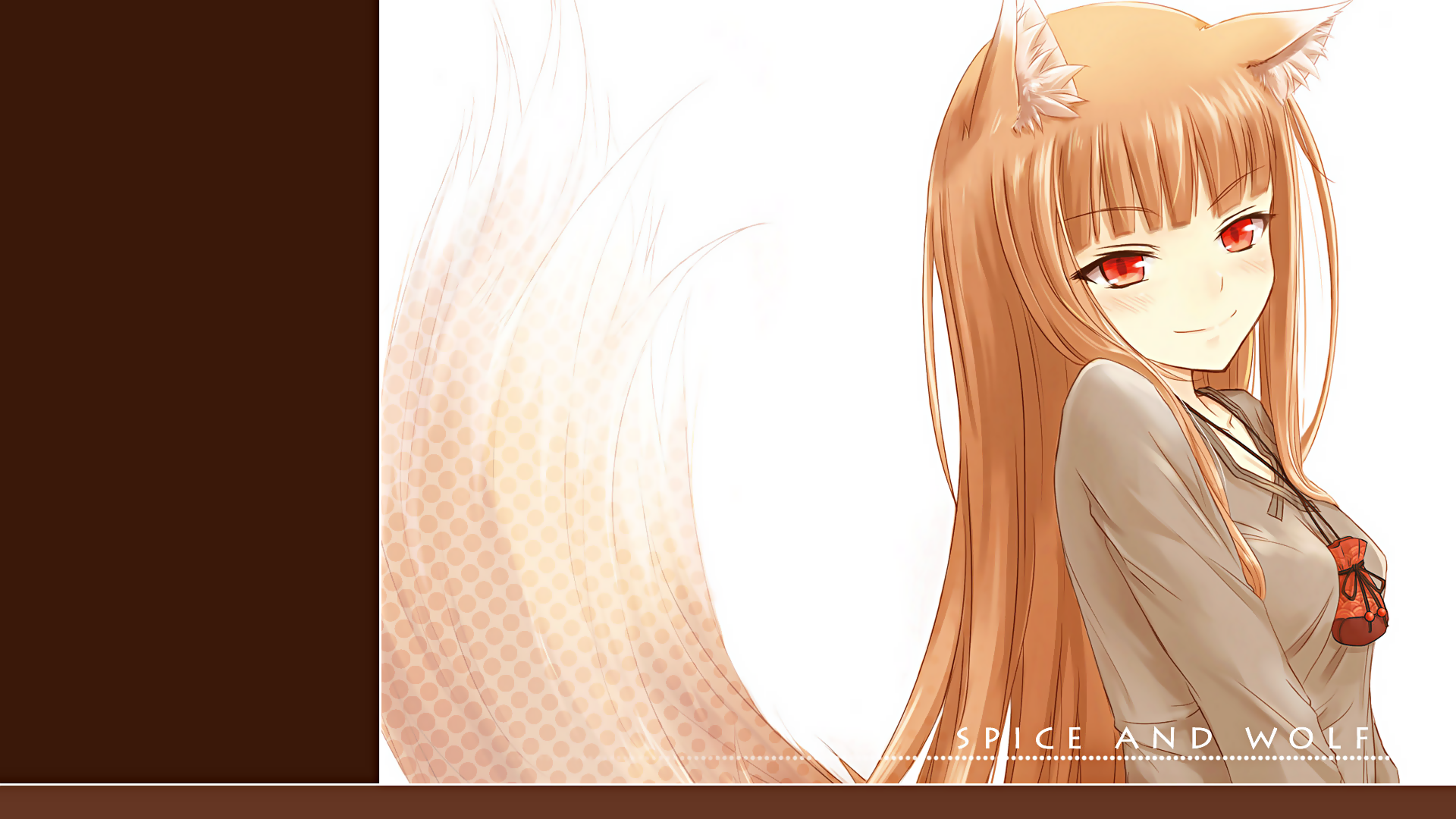 Anime 1920x1080 Spice and Wolf Holo (Spice and Wolf) anime girls animal ears red eyes long hair anime smiling