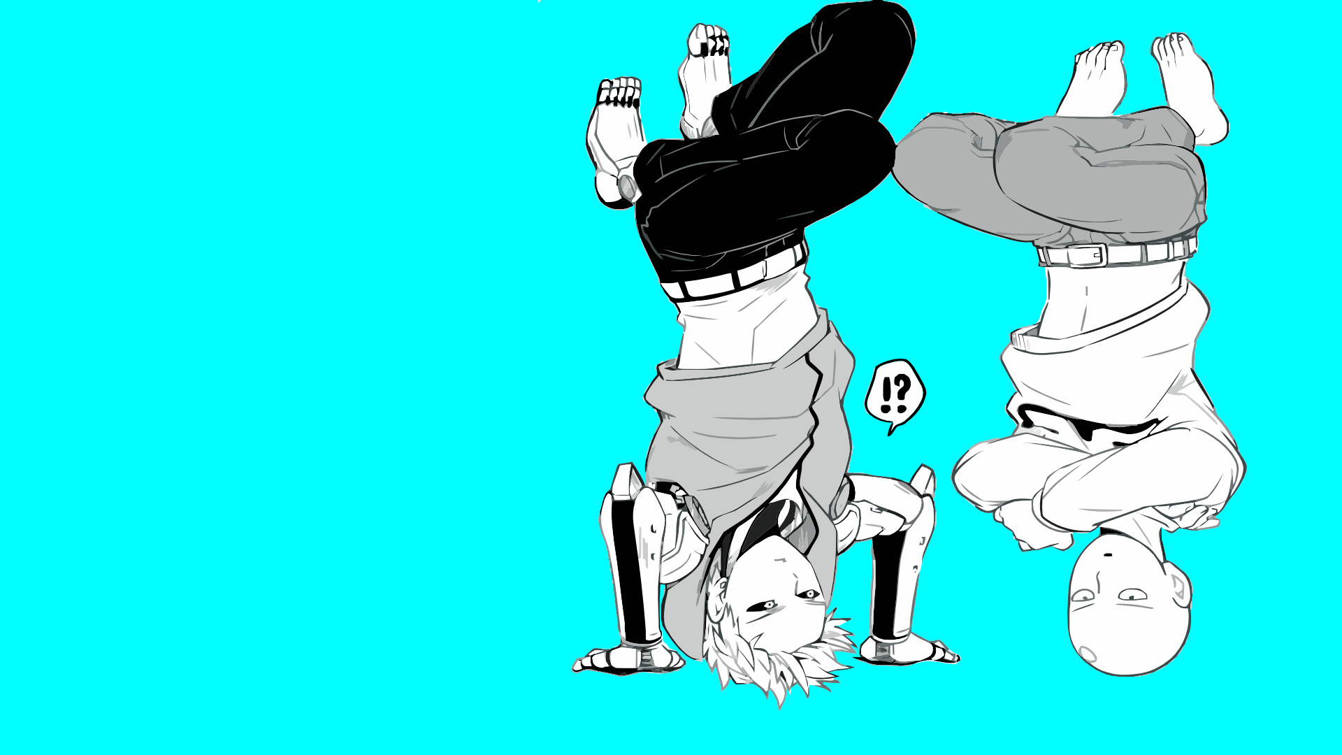 Anime 1920x1080 One-Punch Man anime boys simple background handstand anime cyan cyan background
