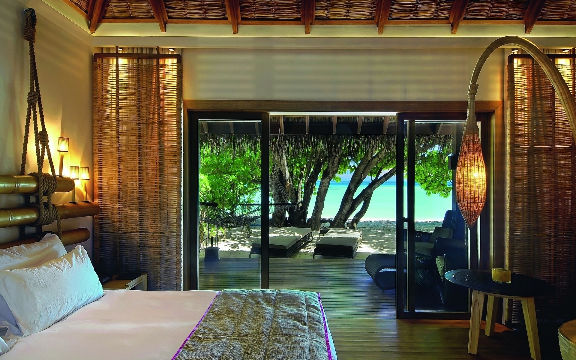 General 1920x1200 trees bed interior resort beach Bora Bora