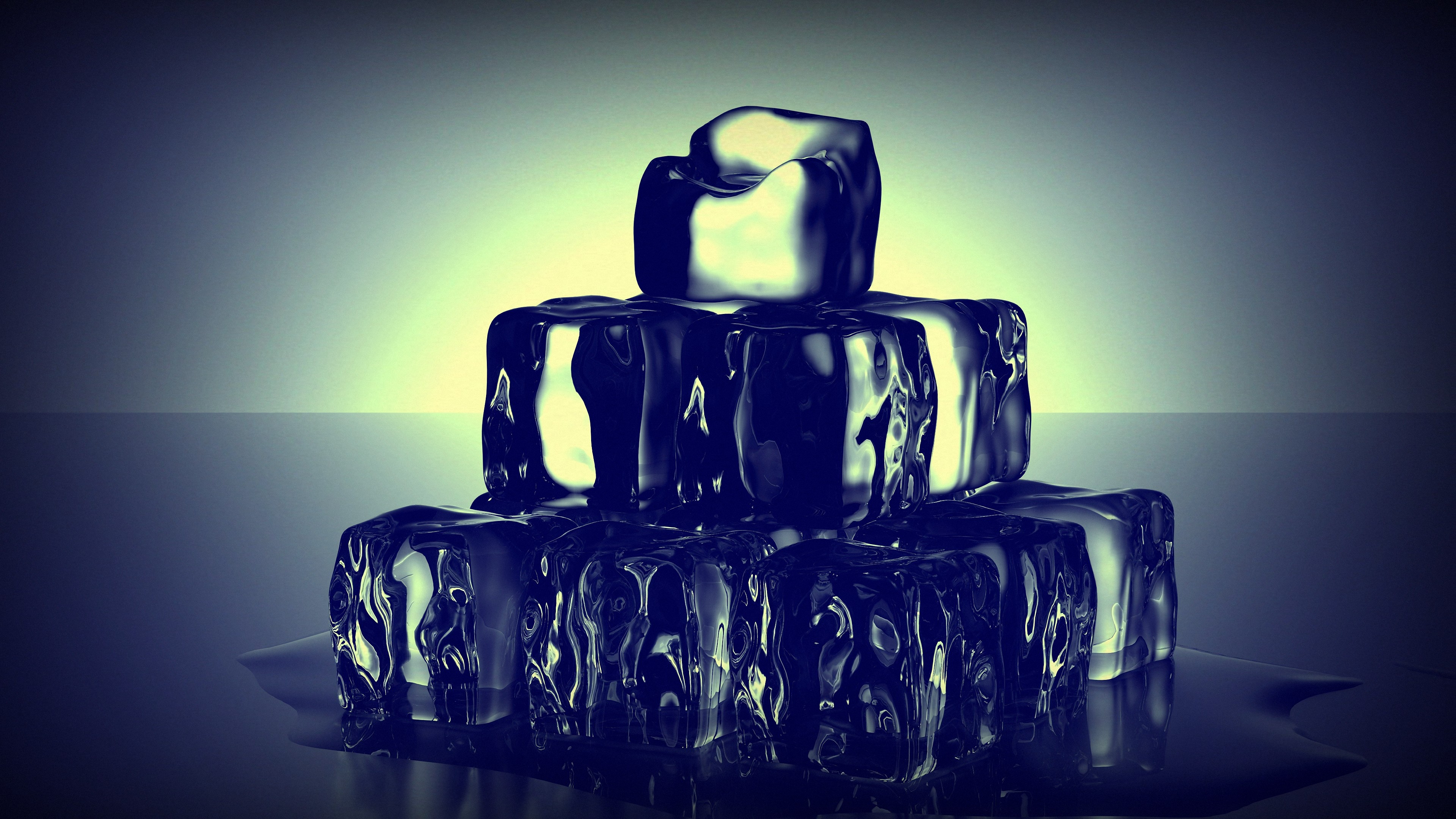 General 3840x2160 ice cubes cube blue white ice water dark