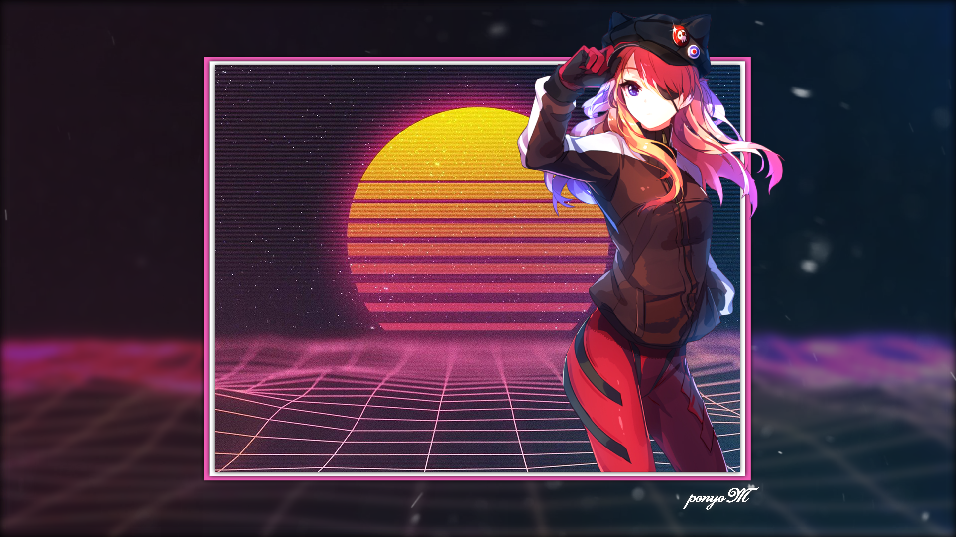 Anime 1920x1080 retro style digital art artwork simple background anime anime girls Asuka Langley Soryu Neon Genesis Evangelion picture-in-picture