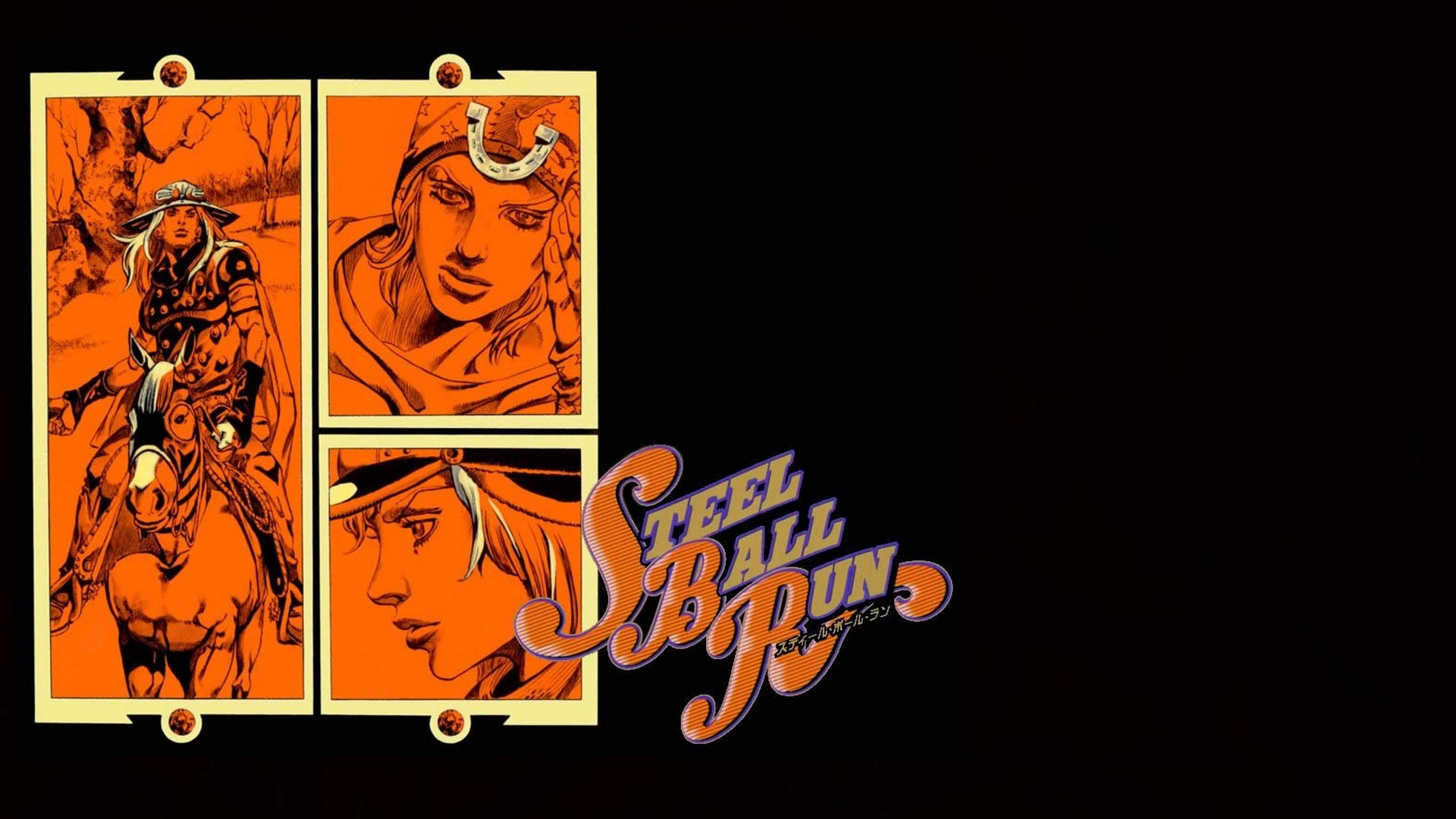 Anime 1920x1080 JoJo's Bizarre Adventure Steel Ball Run Johnny Joestar anime collage simple background black background