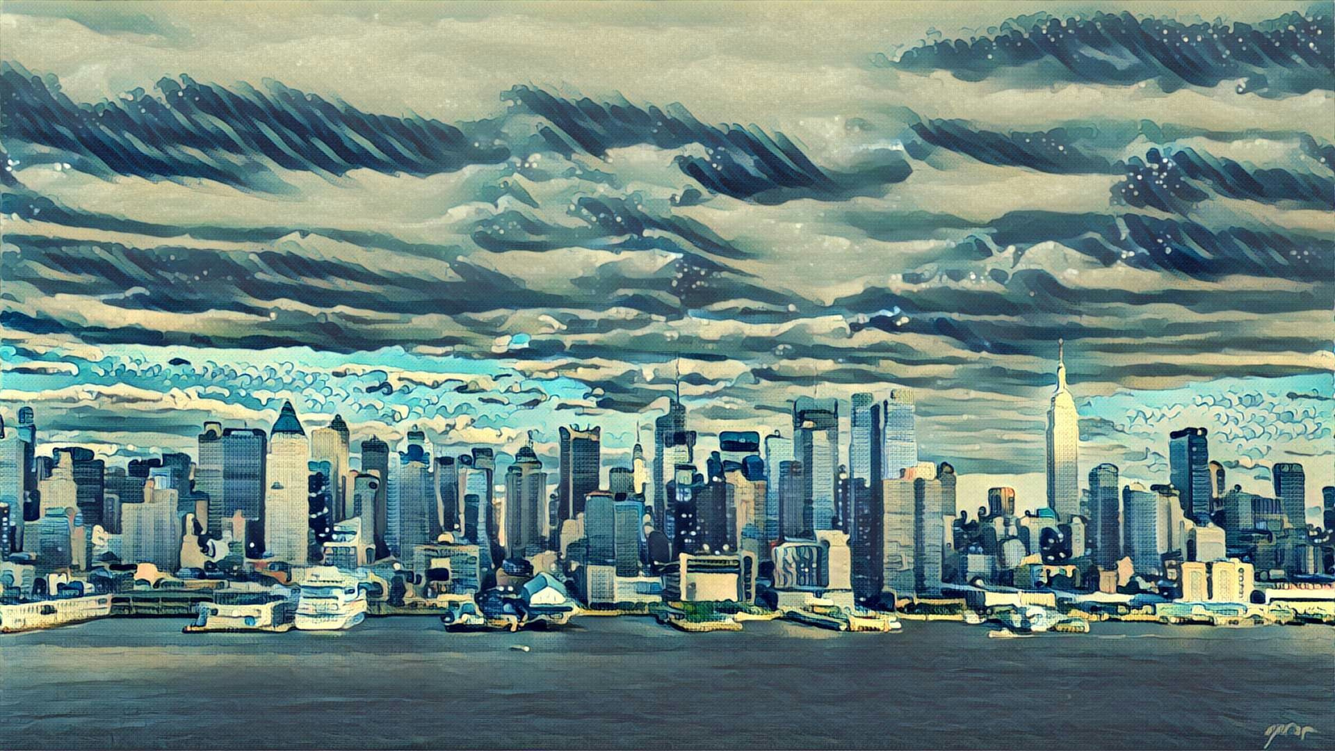 General 1920x1080 drawing cityscape artwork sky