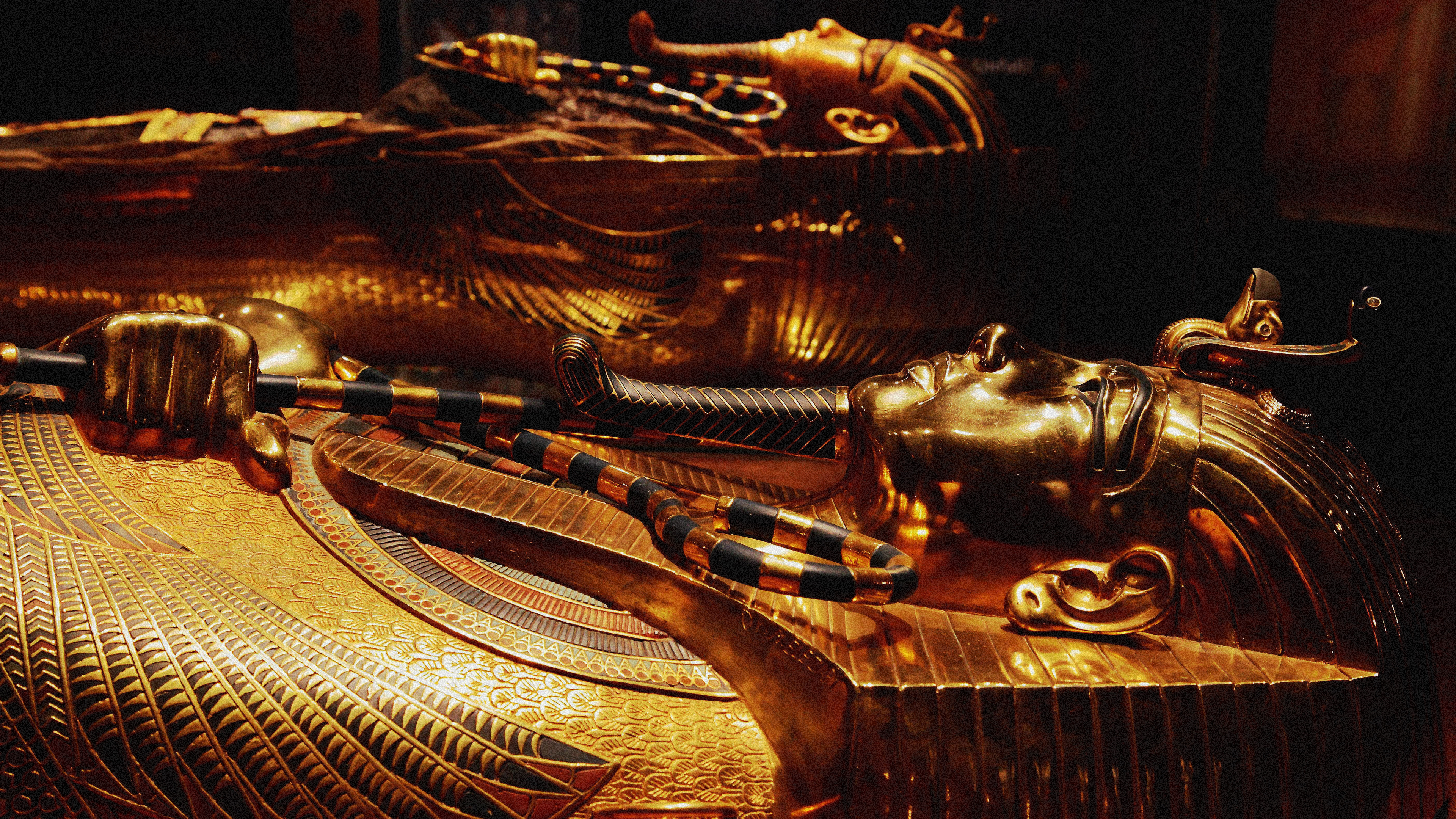 General 3840x2160 Tutankhamun's death mask gold Egypt history mask closeup