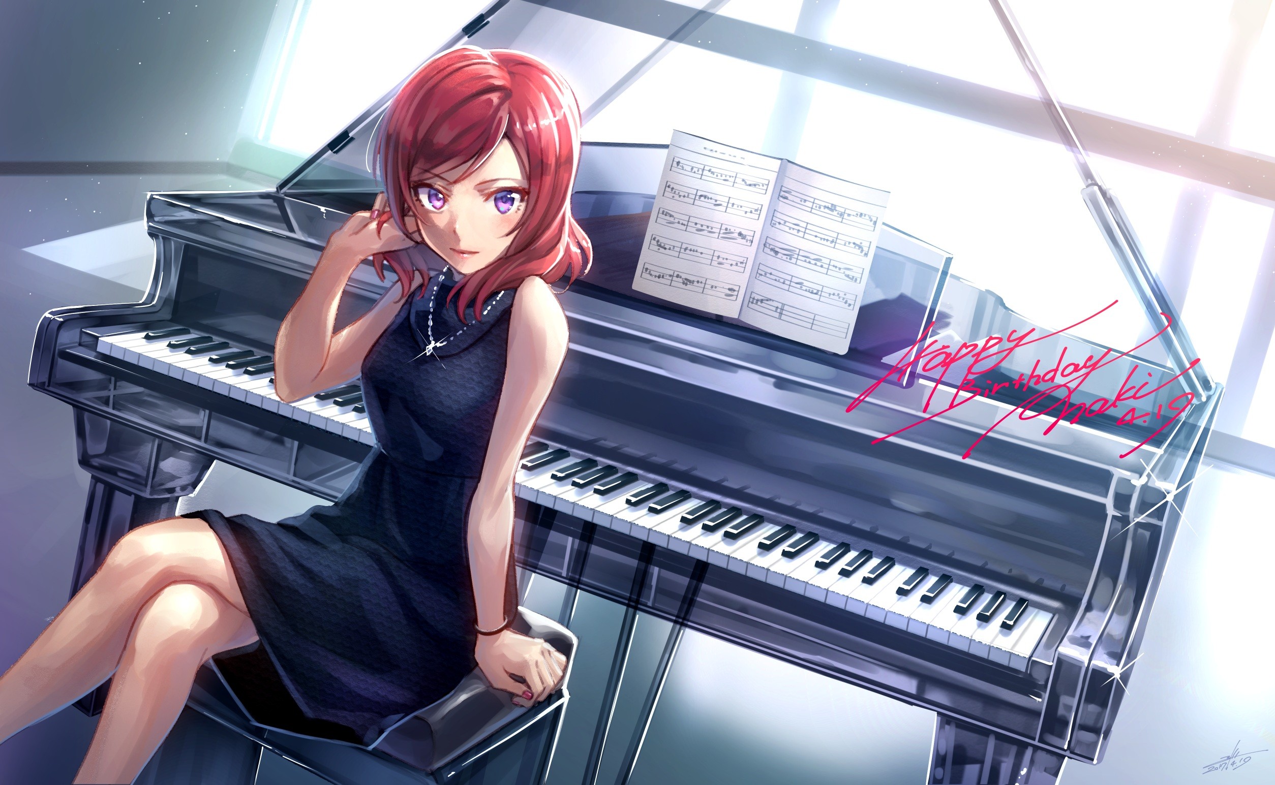Anime 2508x1545 anime anime girls Nishikino Maki piano necklace Love Live!