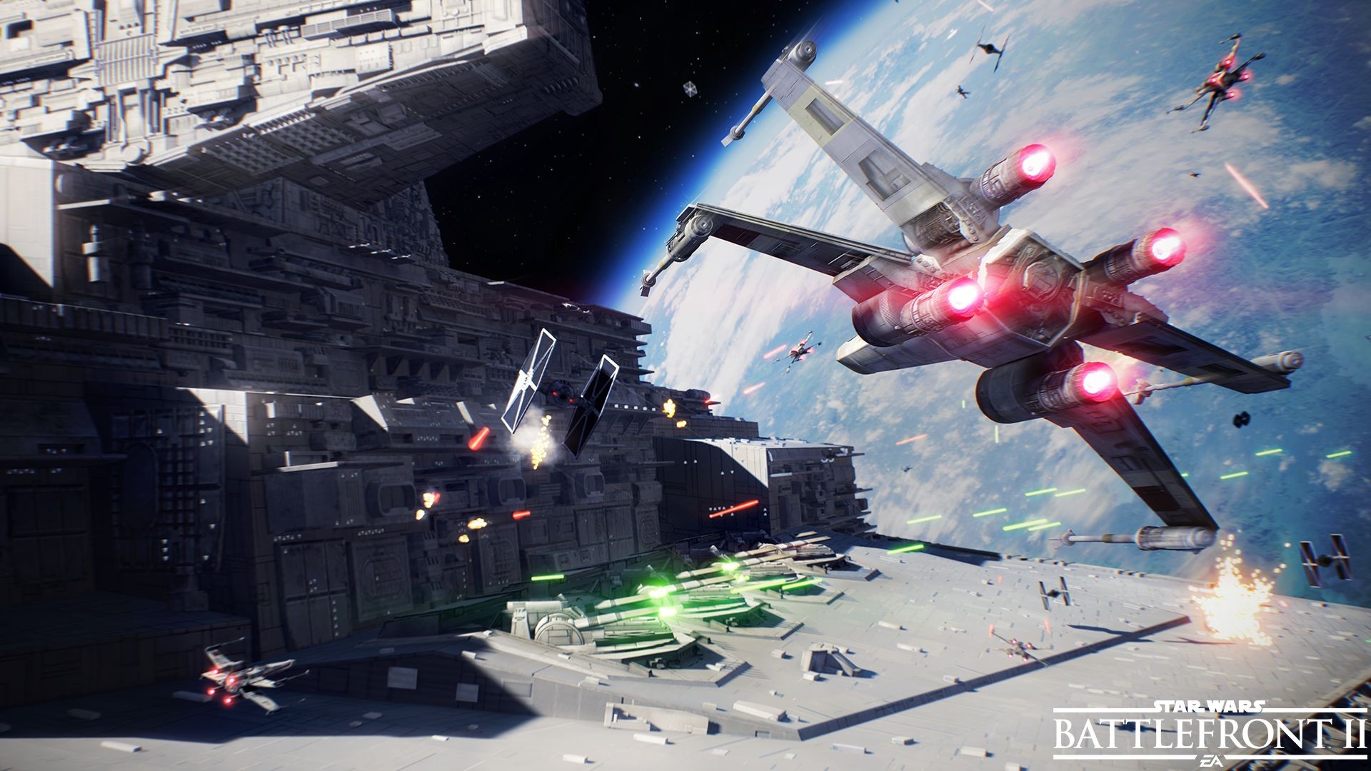 General 1920x1080 Star Destroyer X-wing Star Wars Battlefront II Star Wars: Battlefront Star Wars video games TIE Fighter Star Wars Ships PC gaming video game art Electronic Arts EA DICE battle