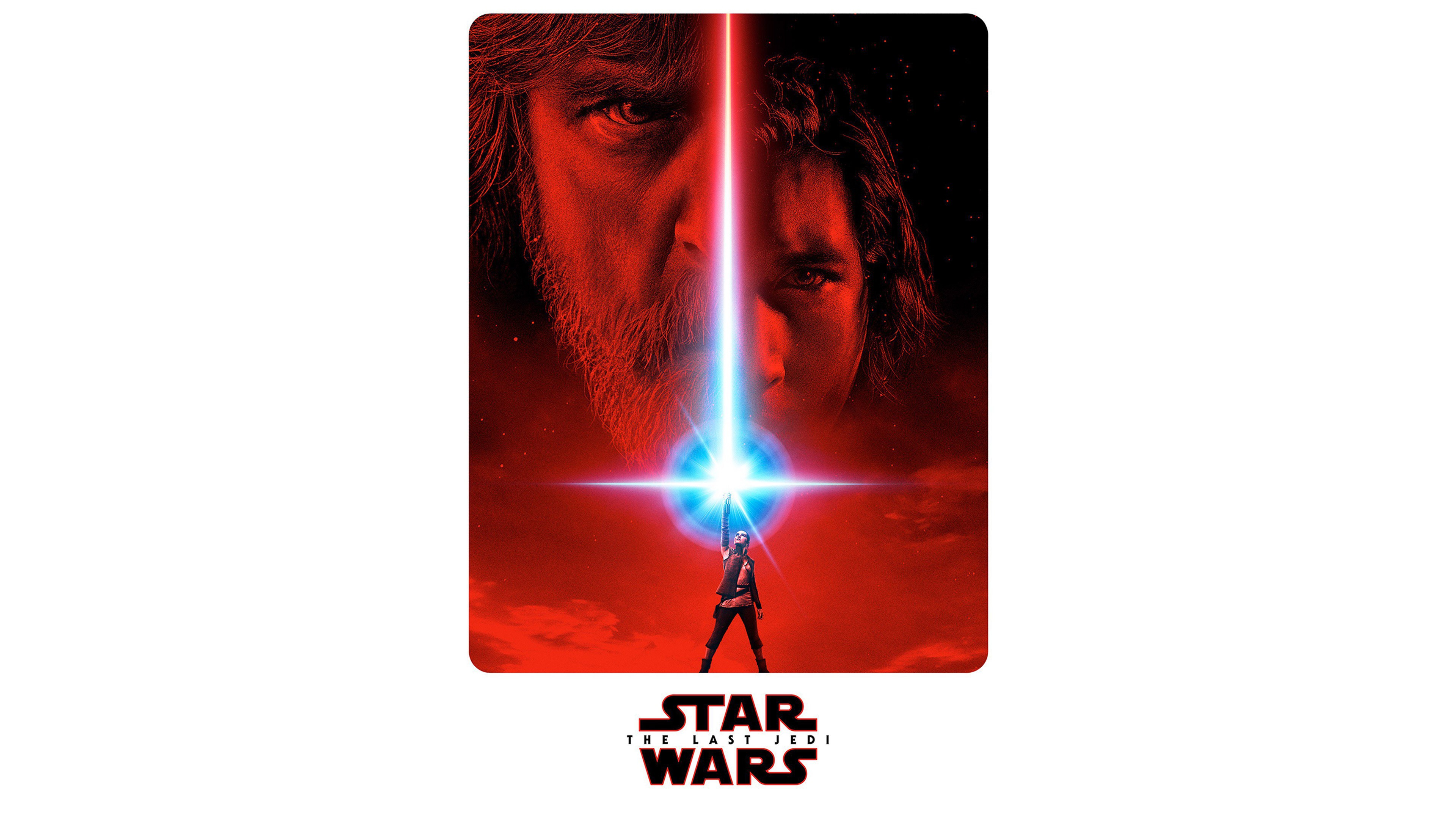 General 3840x2160 Star Wars Star Wars: The Last Jedi Luke Skywalker lightsaber movie poster Star Wars Heroes Star Wars Villains digital art simple background